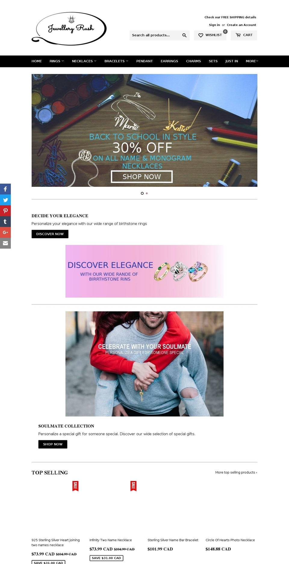 jewelleryrush.com — Shopify storefront screenshot