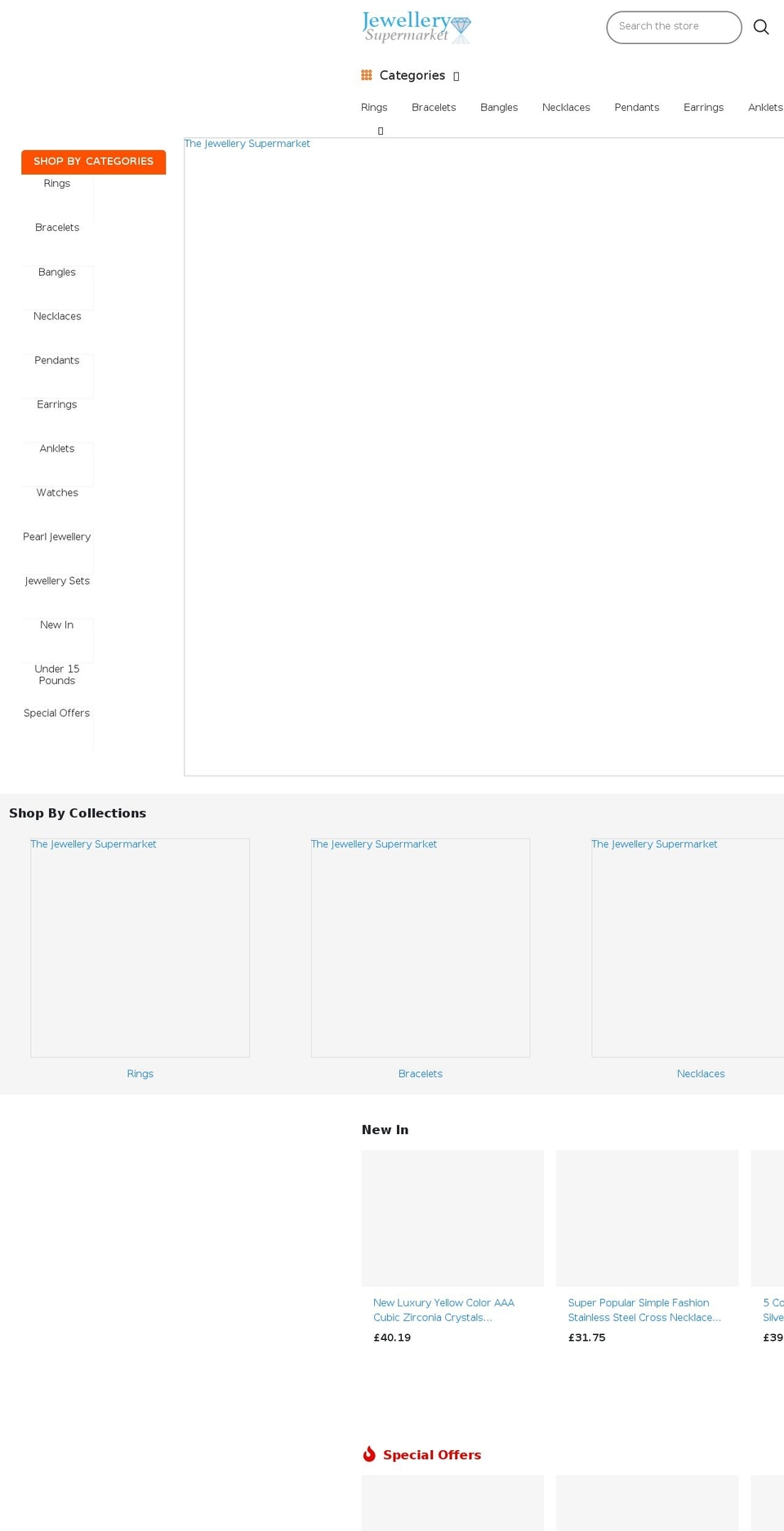 jewellerysupermarket.net shopify website screenshot
