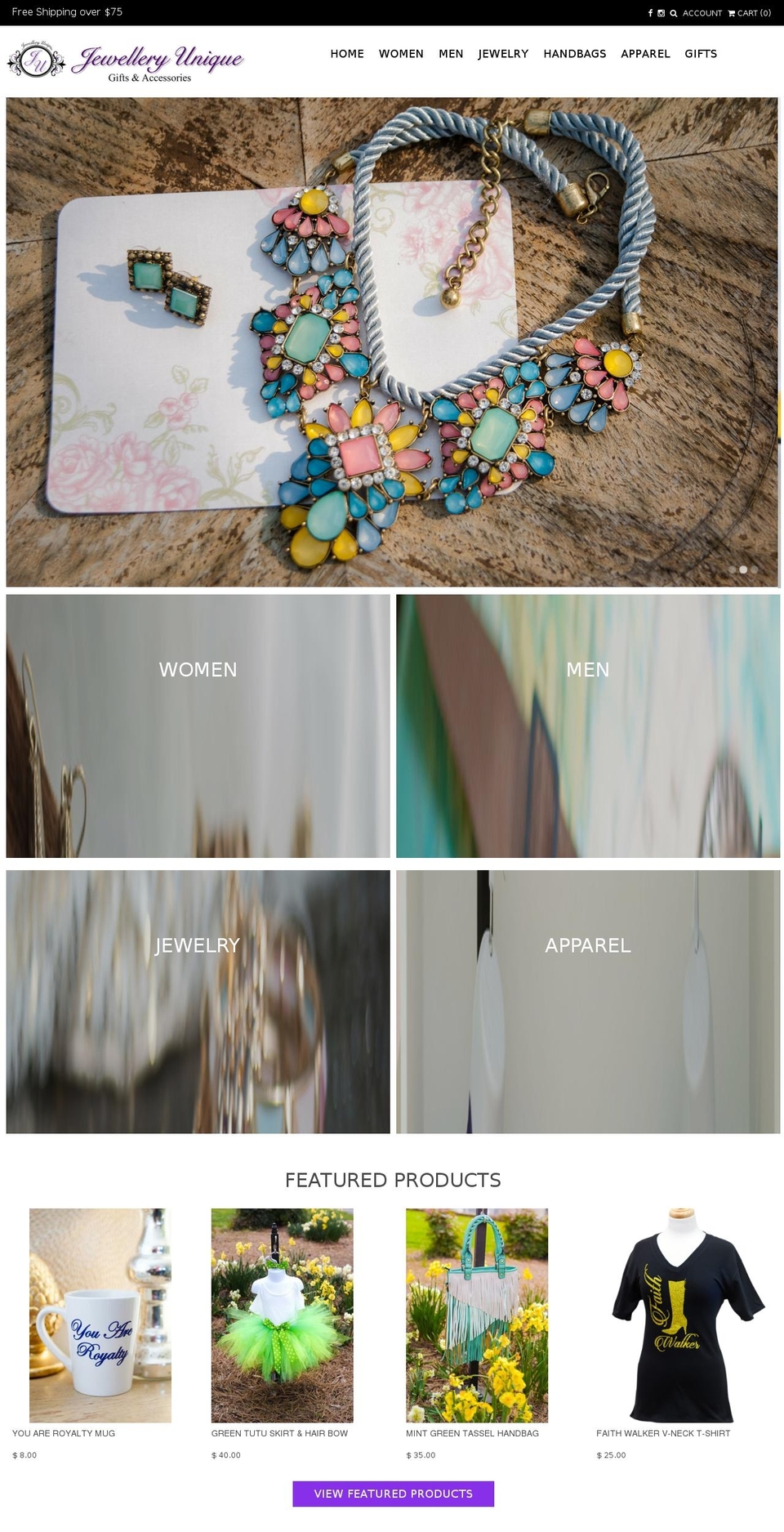 jewelleryunique.com shopify website screenshot