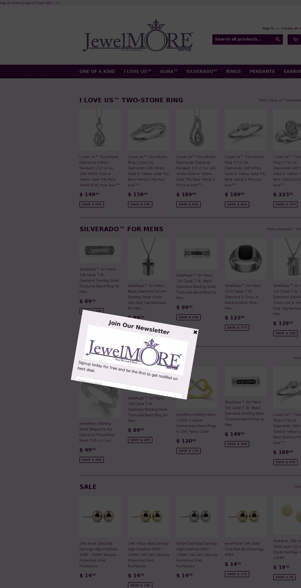 jewelmore.com shopify website screenshot