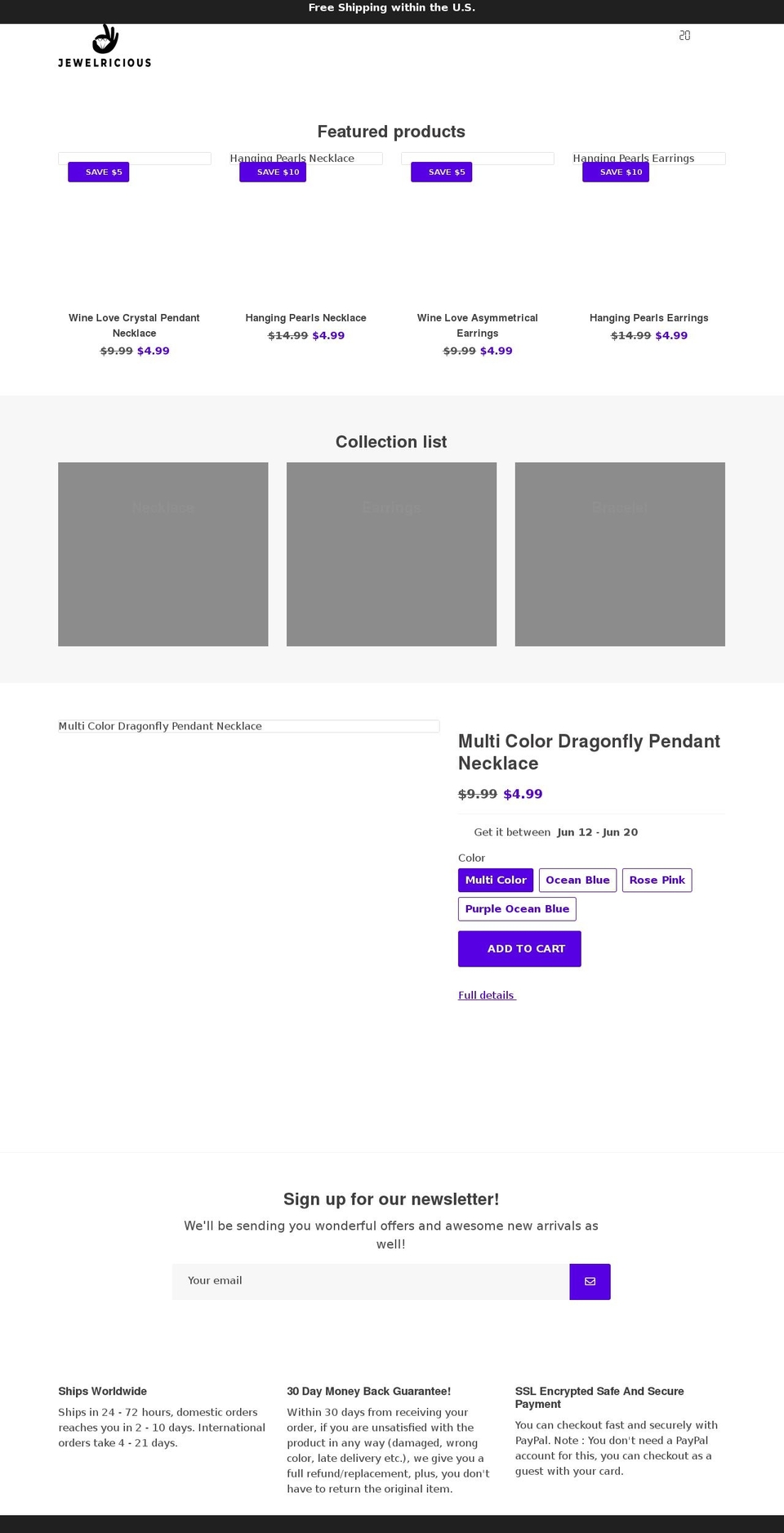 jewelricious.com shopify website screenshot
