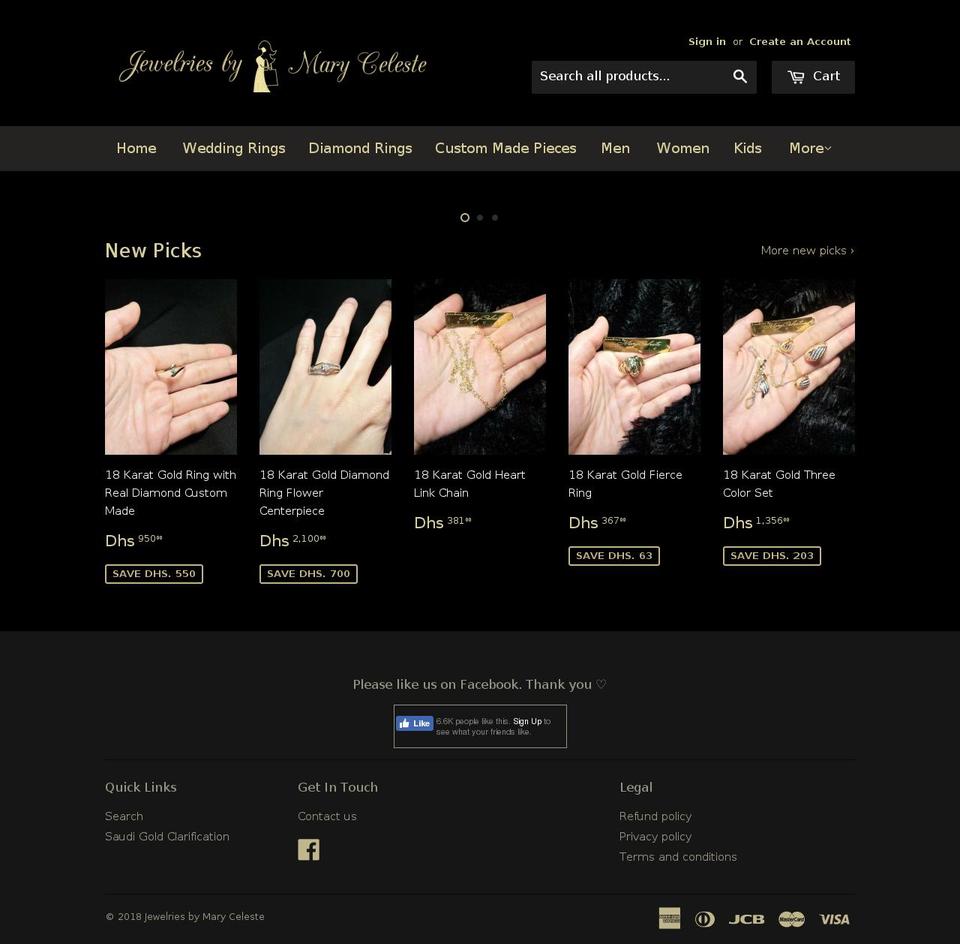jewelriesbymaryceleste.com — Shopify storefront screenshot