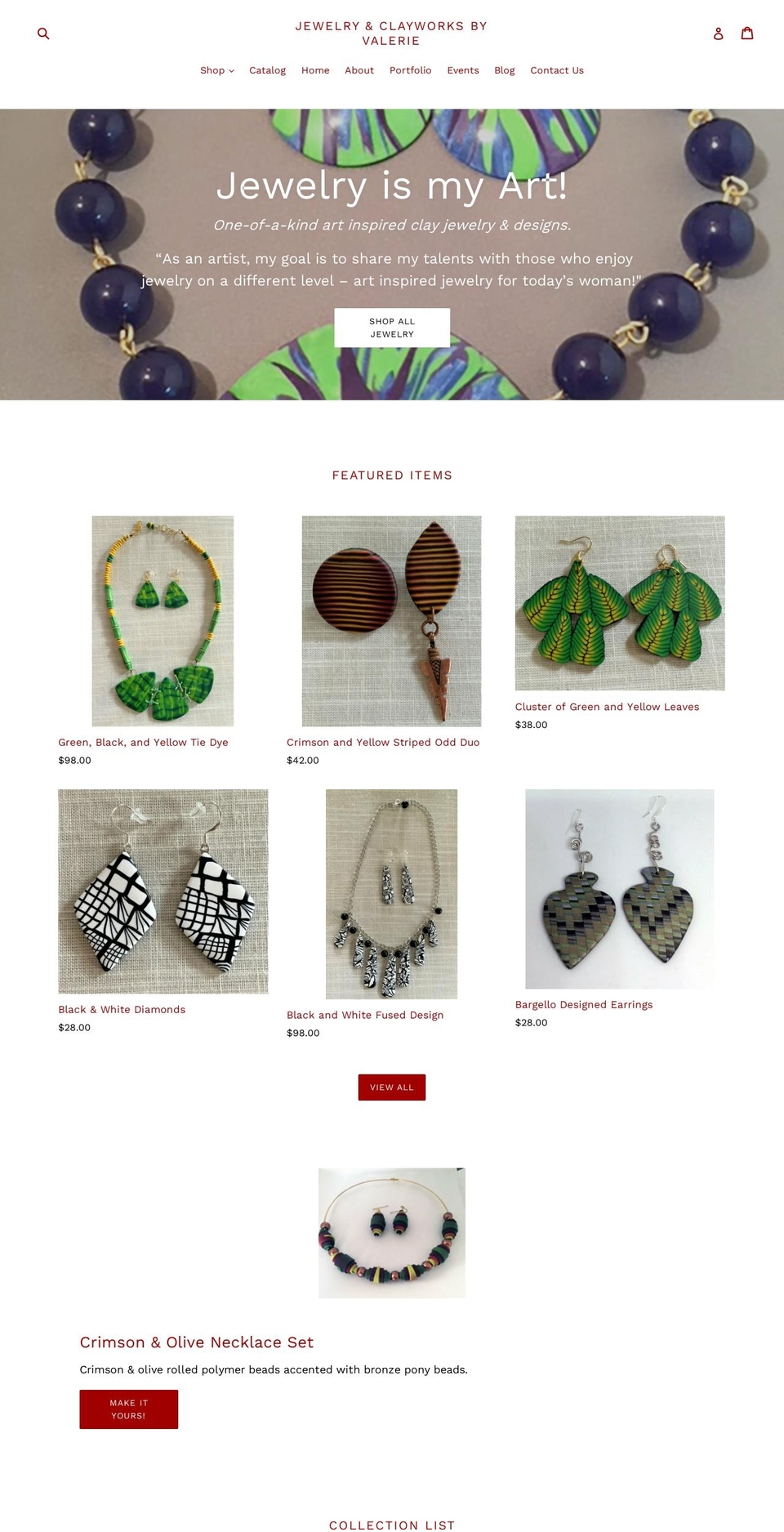 jewelry-clayworks-by-valerie.myshopify.com shopify website screenshot