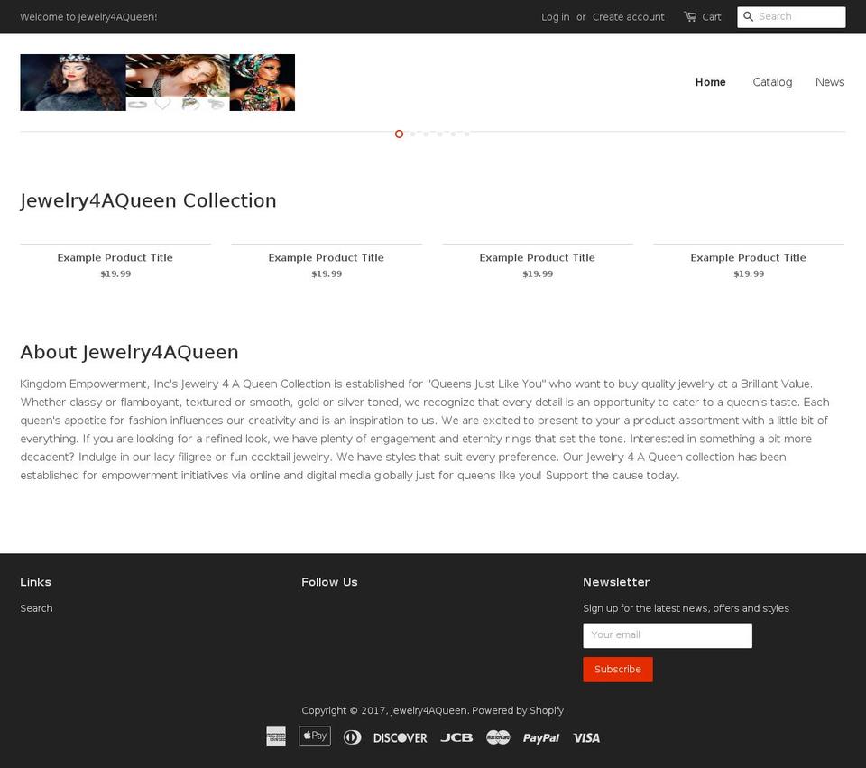 jewelry4aqueen.com shopify website screenshot