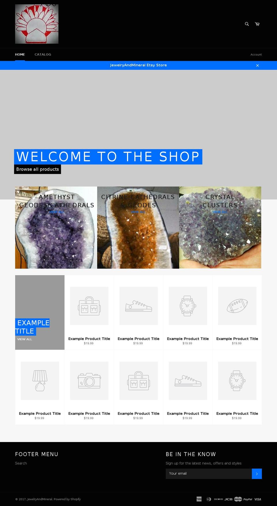 jewelryandmineral.com shopify website screenshot