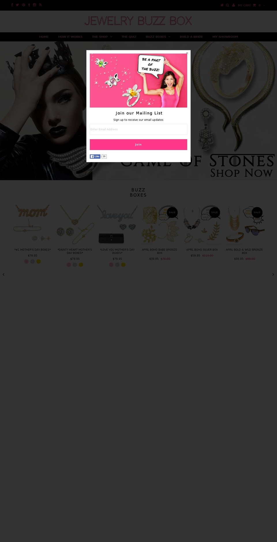 jewelrybuzzbox.com shopify website screenshot