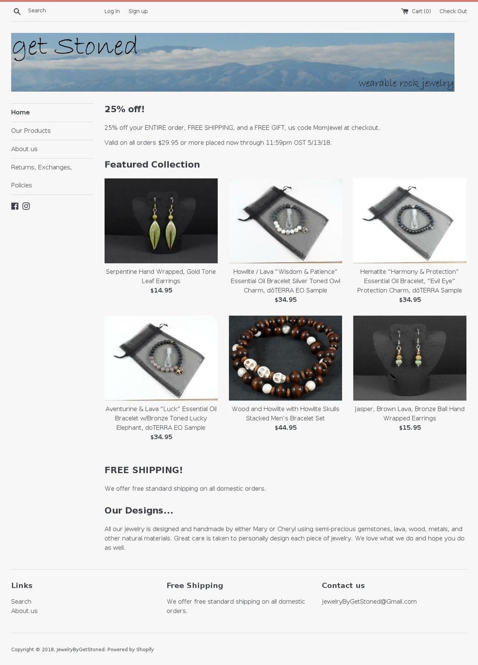 jewelrybygetstoned.com — Shopify storefront screenshot