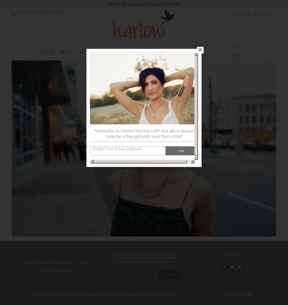 jewelrybyharlow.com shopify website screenshot