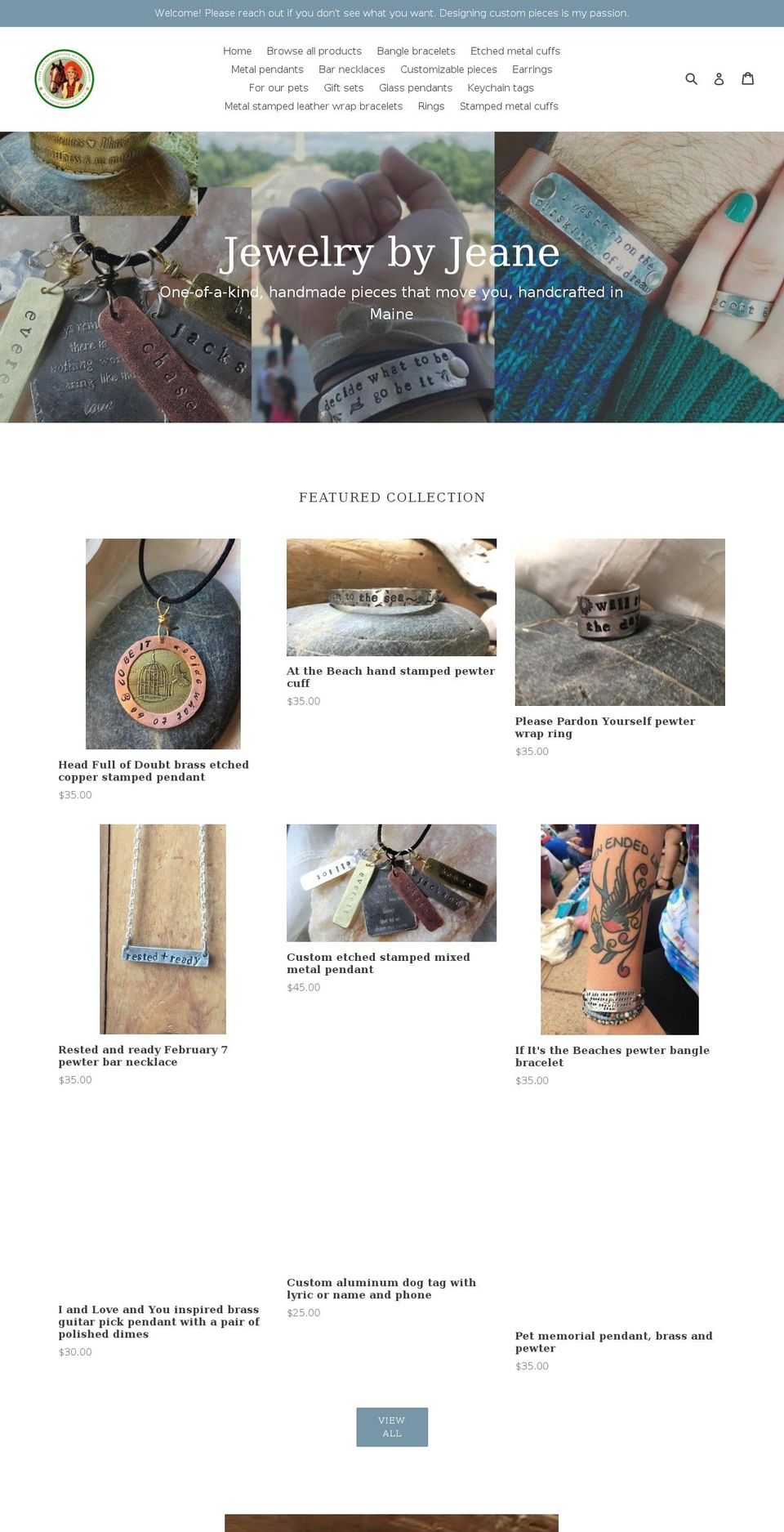 jewelrybyjeane.com — Shopify storefront screenshot