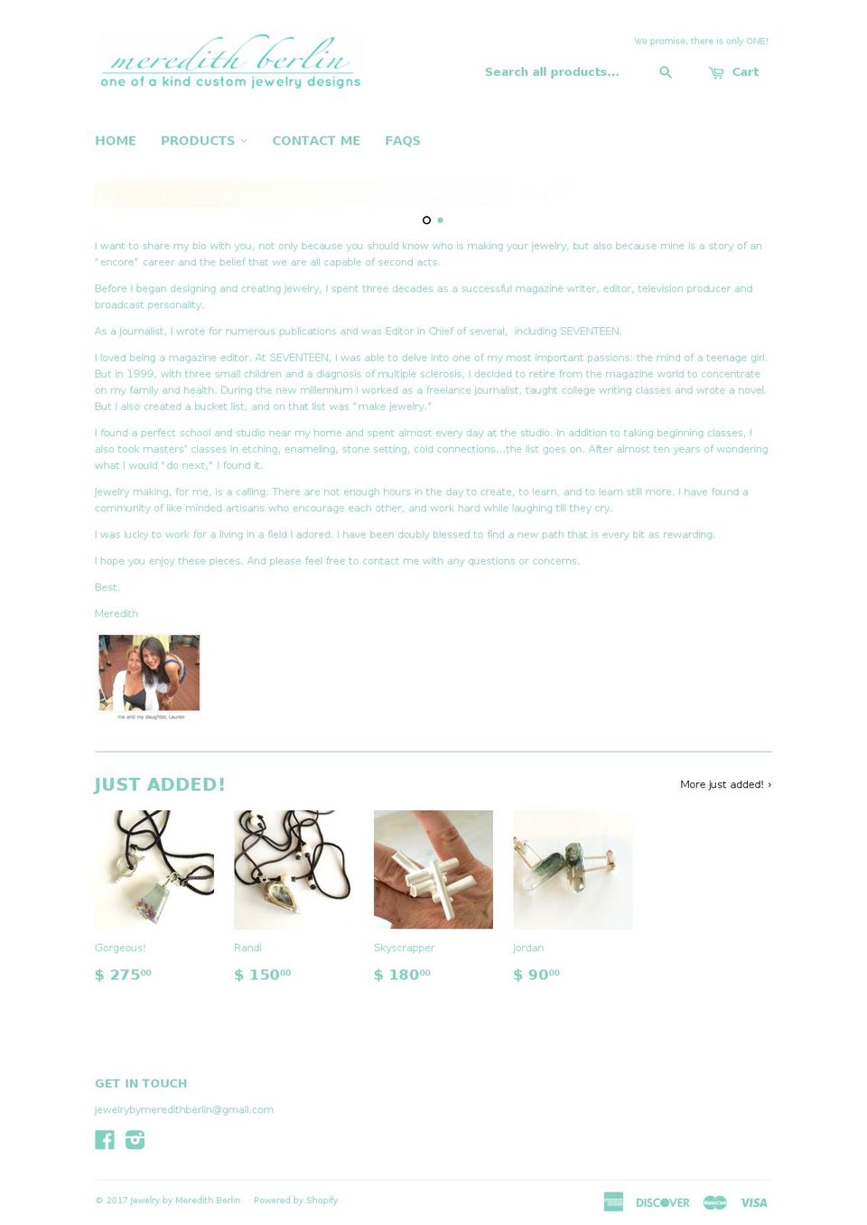 jewelrybymeredithberlin.com shopify website screenshot