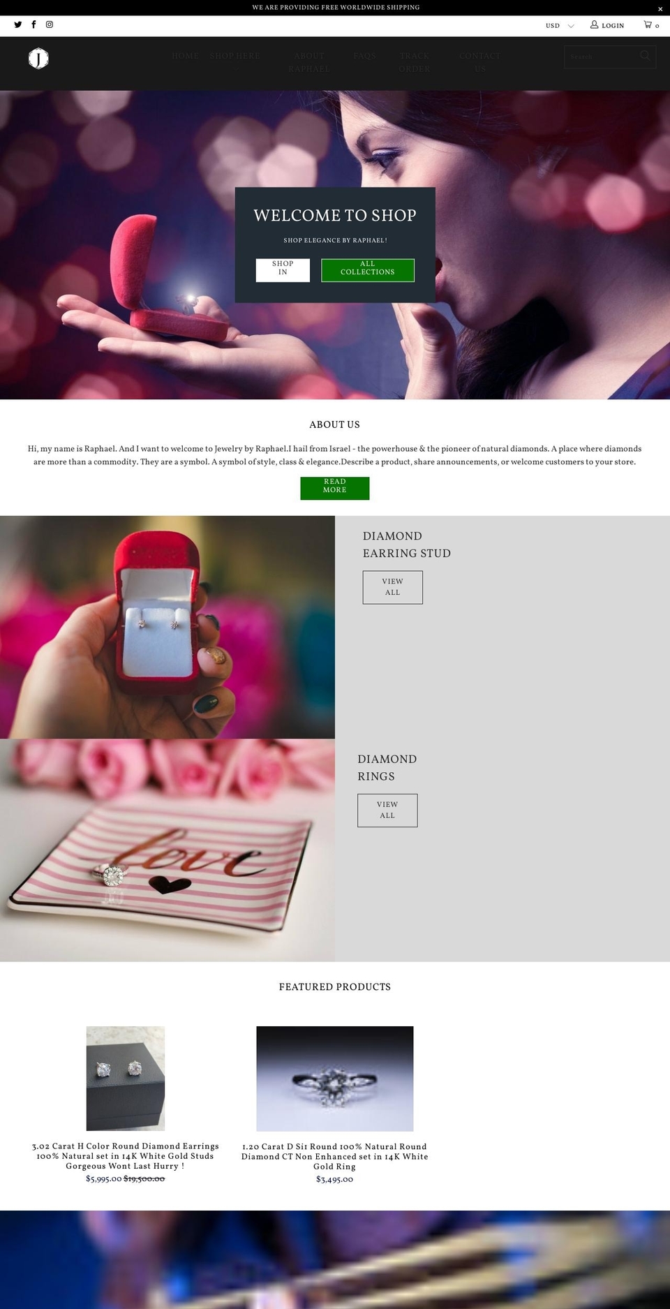jewelrybyraphael.com shopify website screenshot