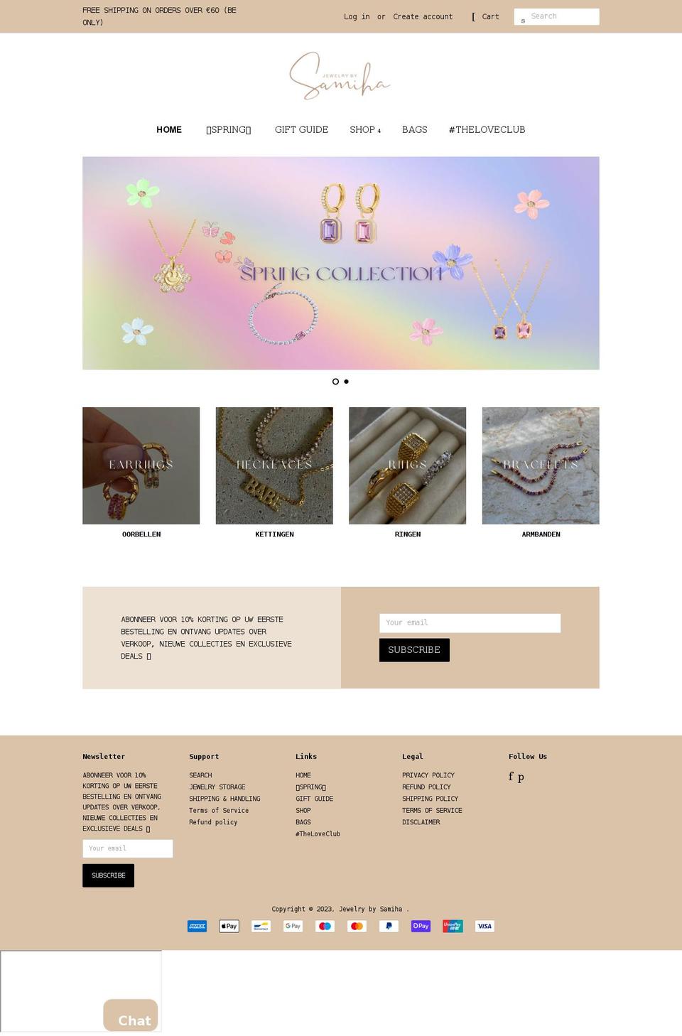 jewelrybysamiha.com shopify website screenshot