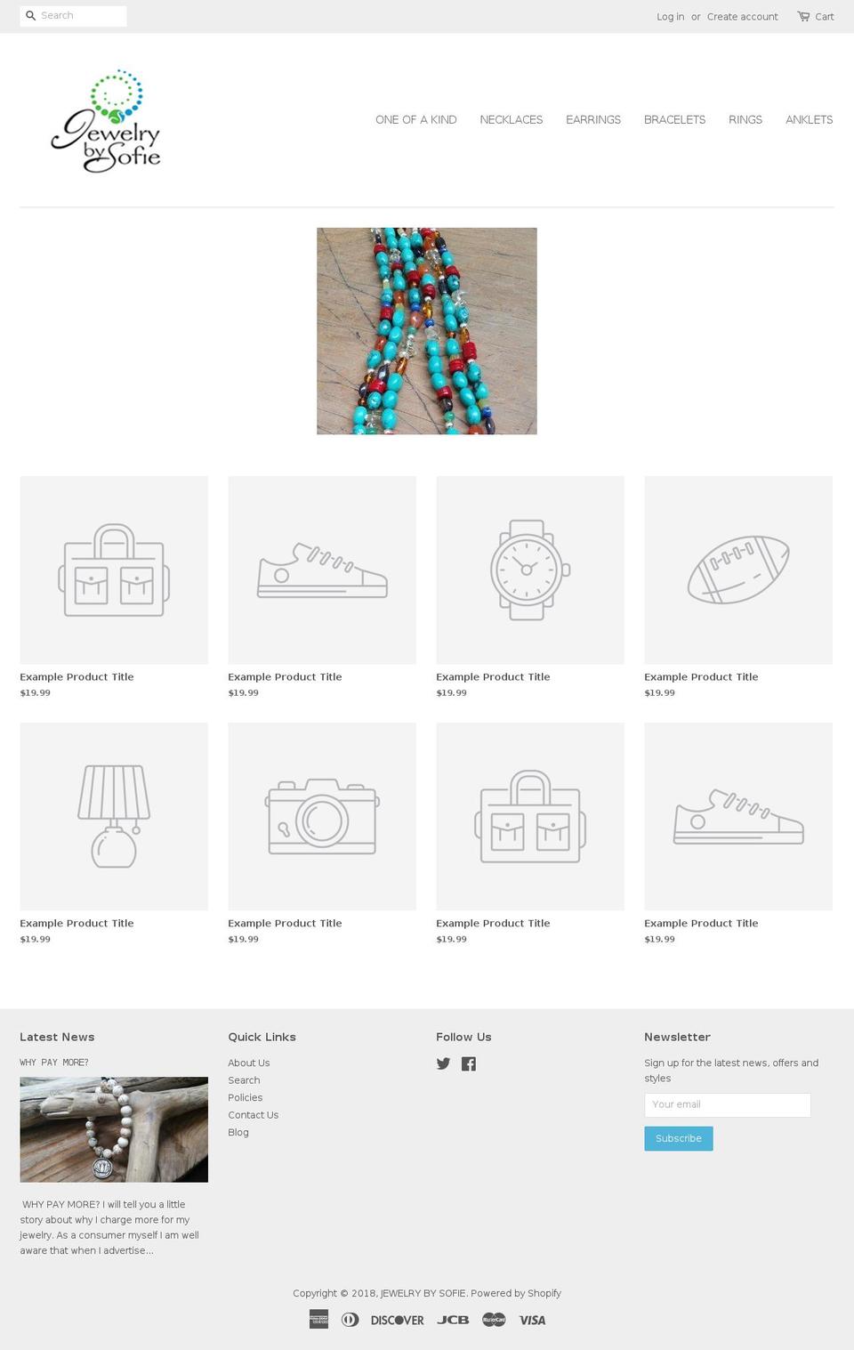 jewelrybysofie.com — Shopify storefront screenshot