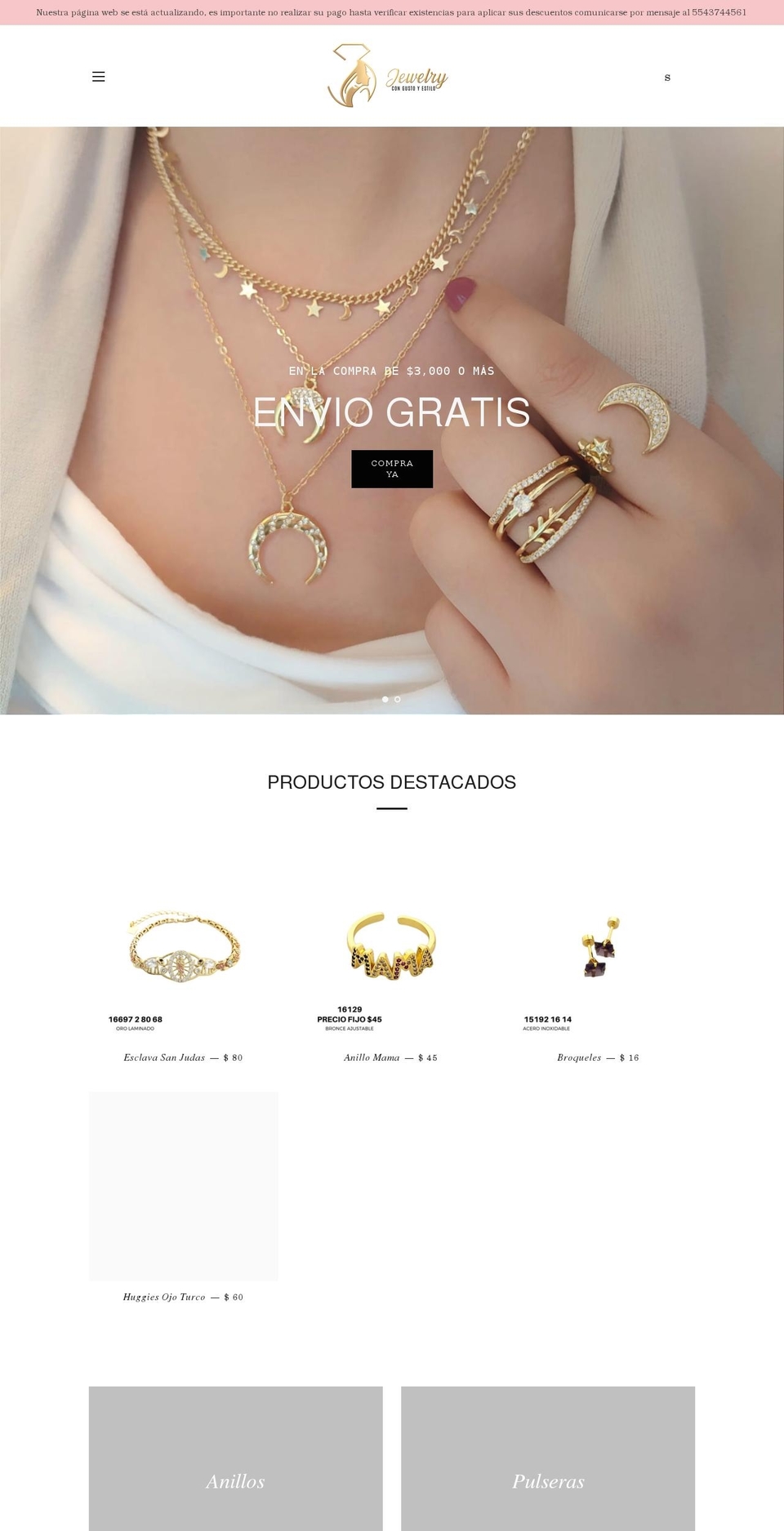 jewelrycongustoyestilo.com shopify website screenshot