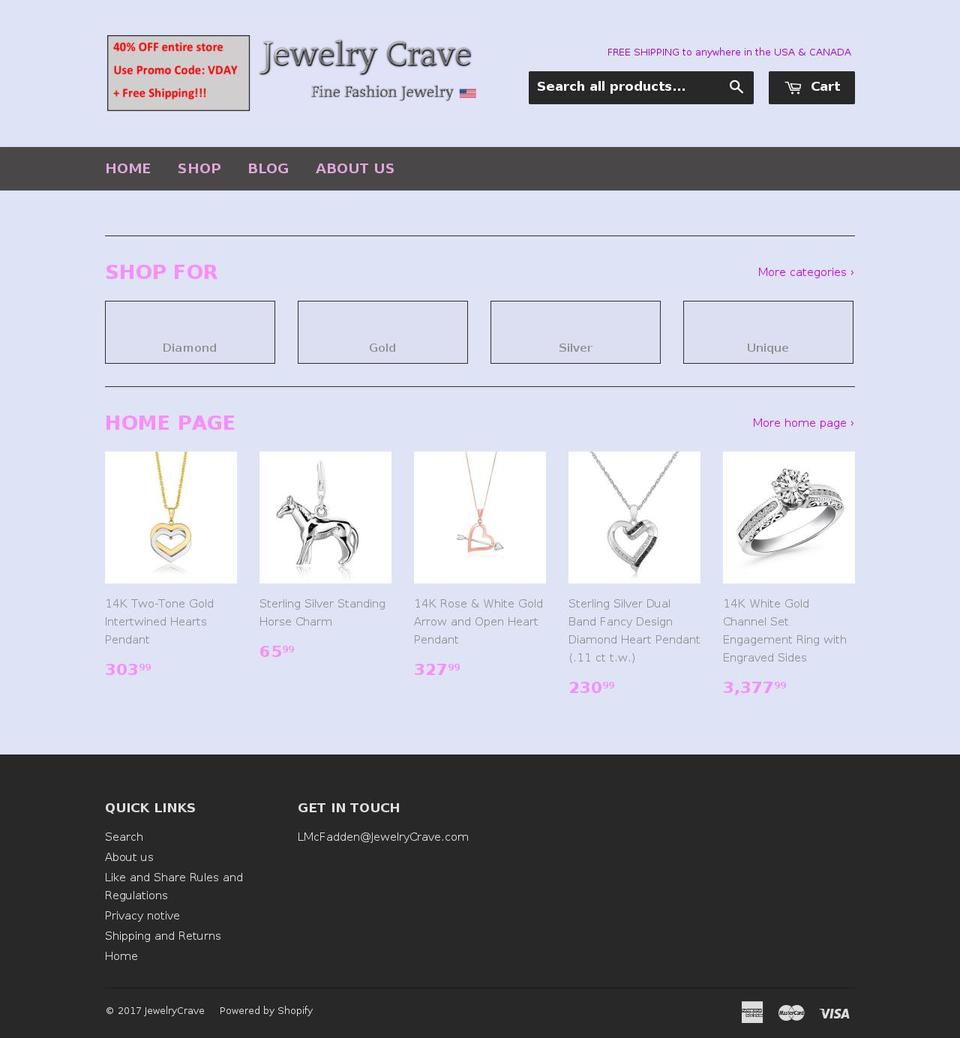 jewelrycrave.com shopify website screenshot