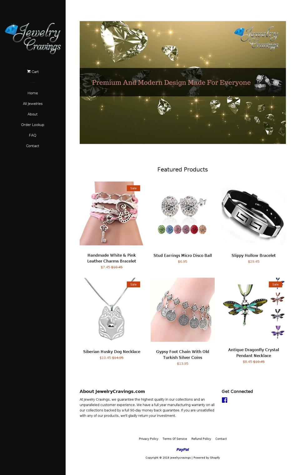 jewelrycravings.com shopify website screenshot
