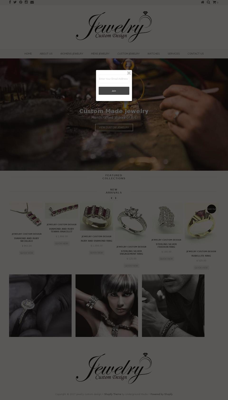 jewelrycustomdesign.com shopify website screenshot