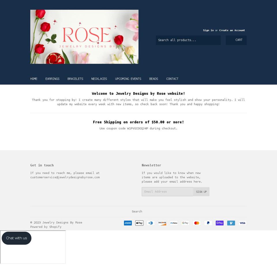 jewelrydesignsbyrose.com shopify website screenshot