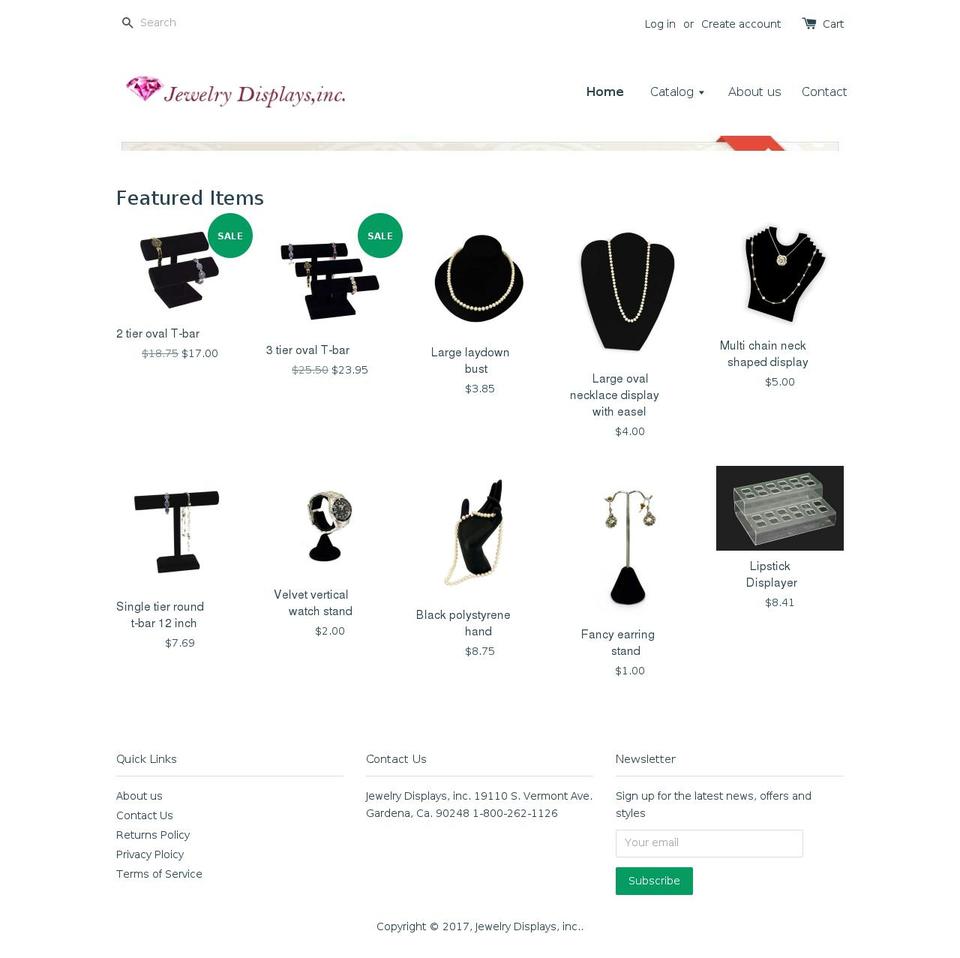 jewelrydisplaysinc.com shopify website screenshot