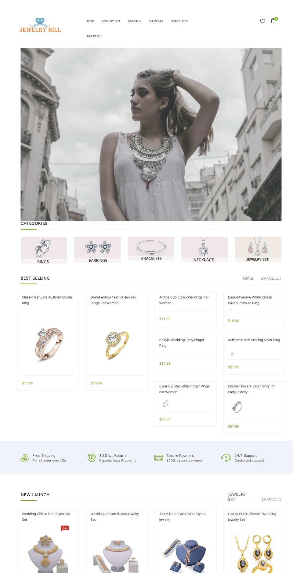 Fashion theme Shopify theme site example jewelryhill.com