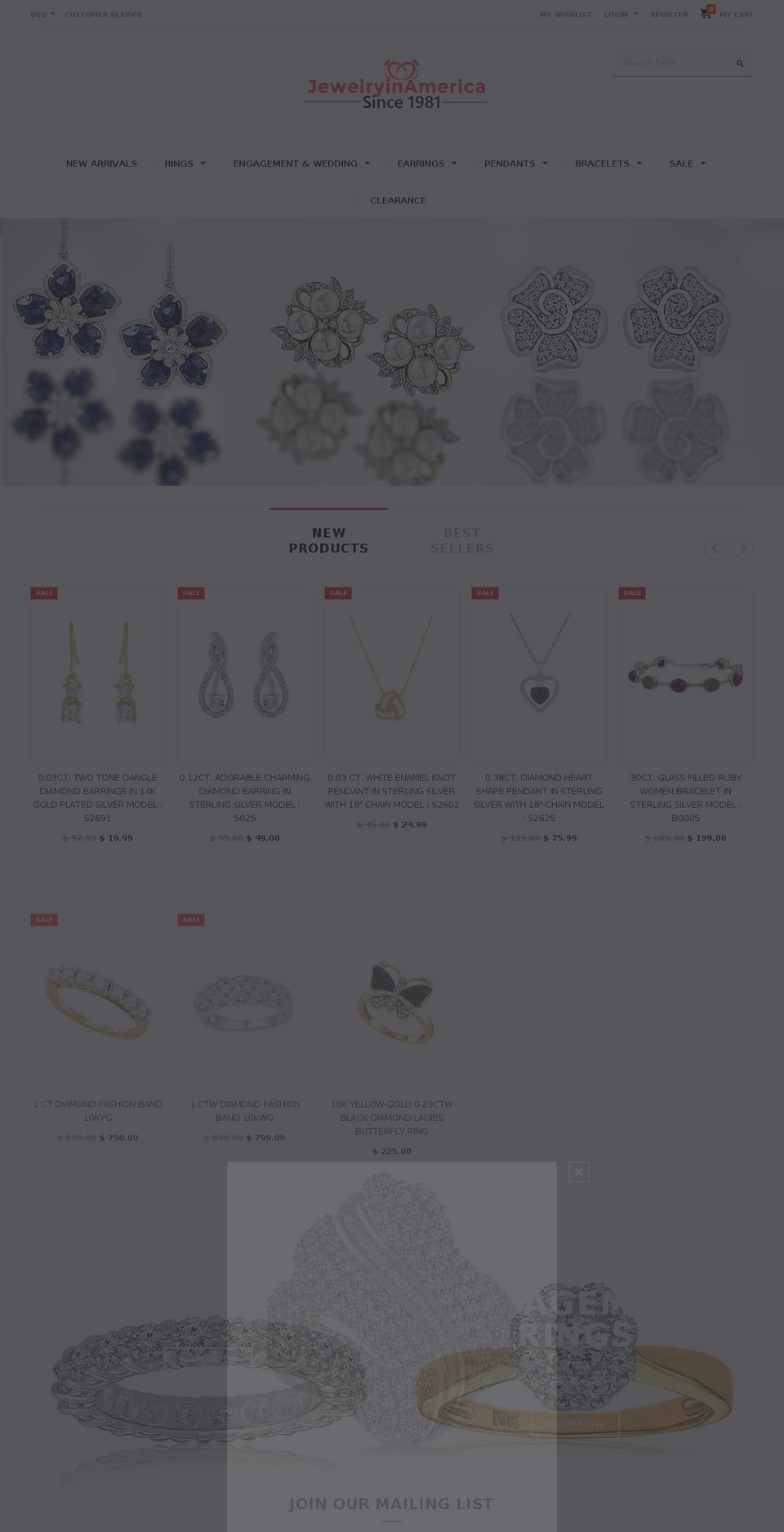 jewelryinamerica.com shopify website screenshot