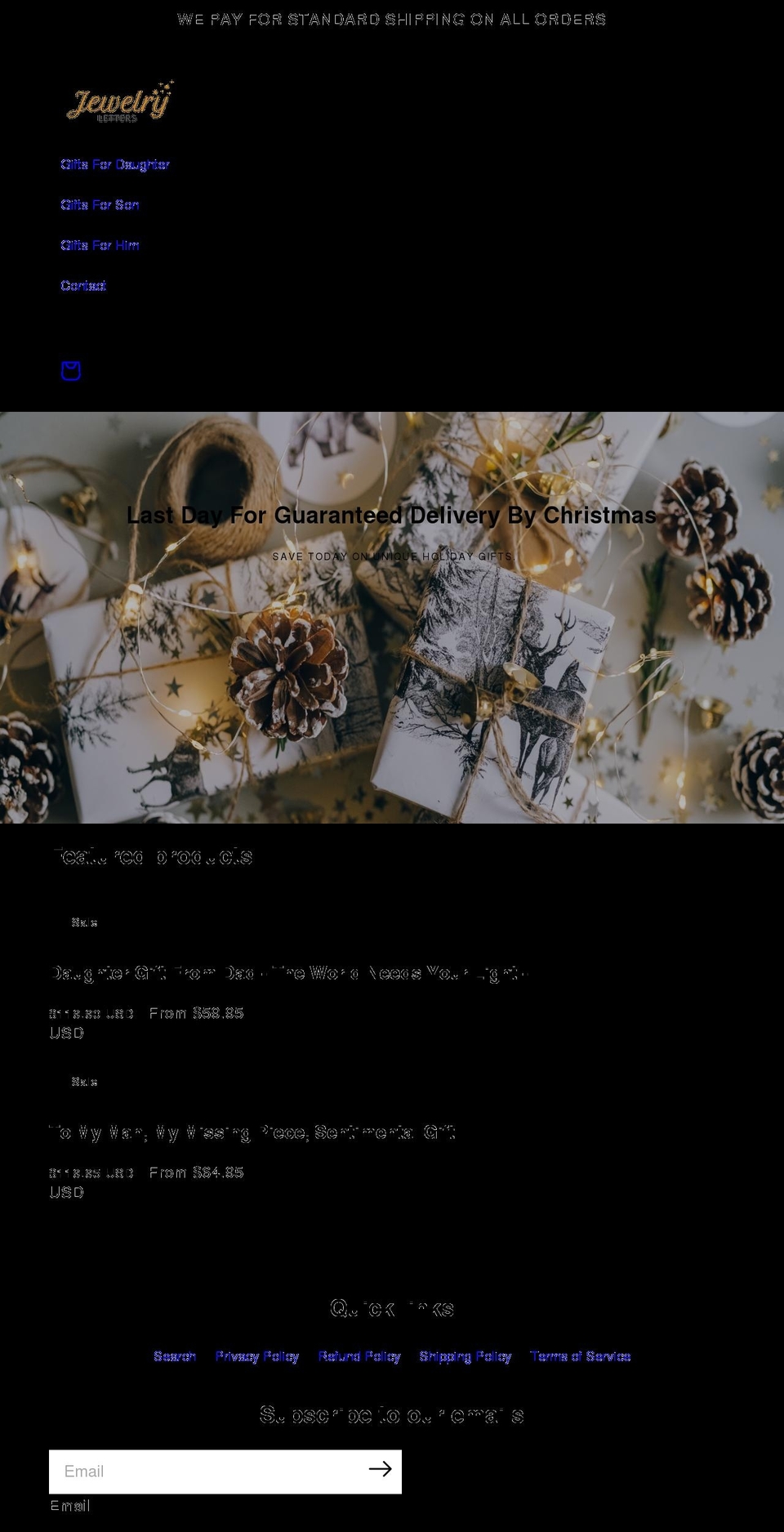 jewelryletters.com shopify website screenshot