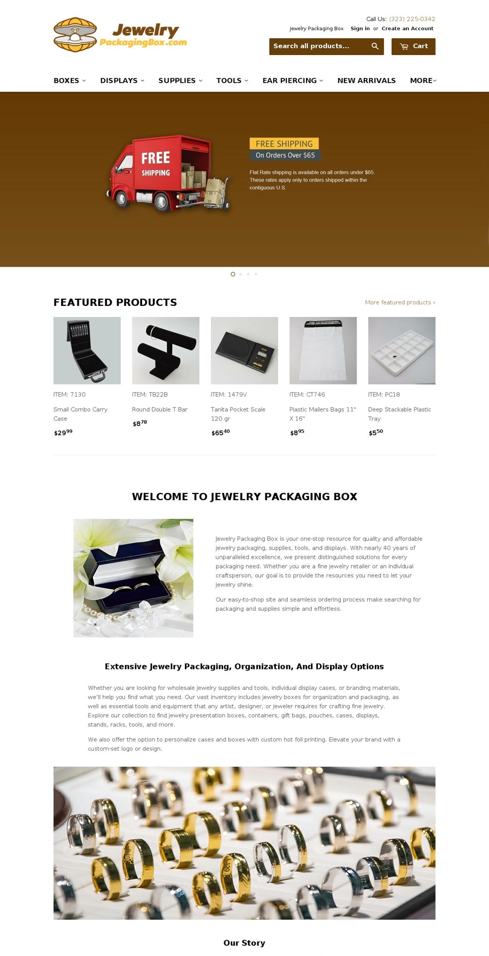 jewelrypackagingbox.com shopify website screenshot