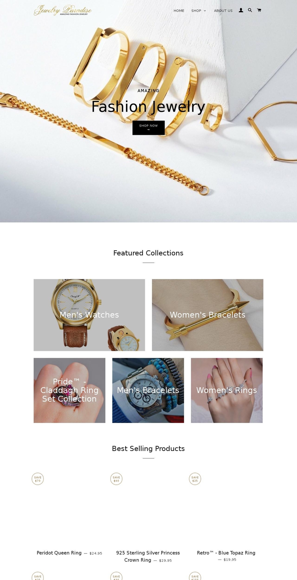 jewelryparadiseonline.com — Shopify storefront screenshot