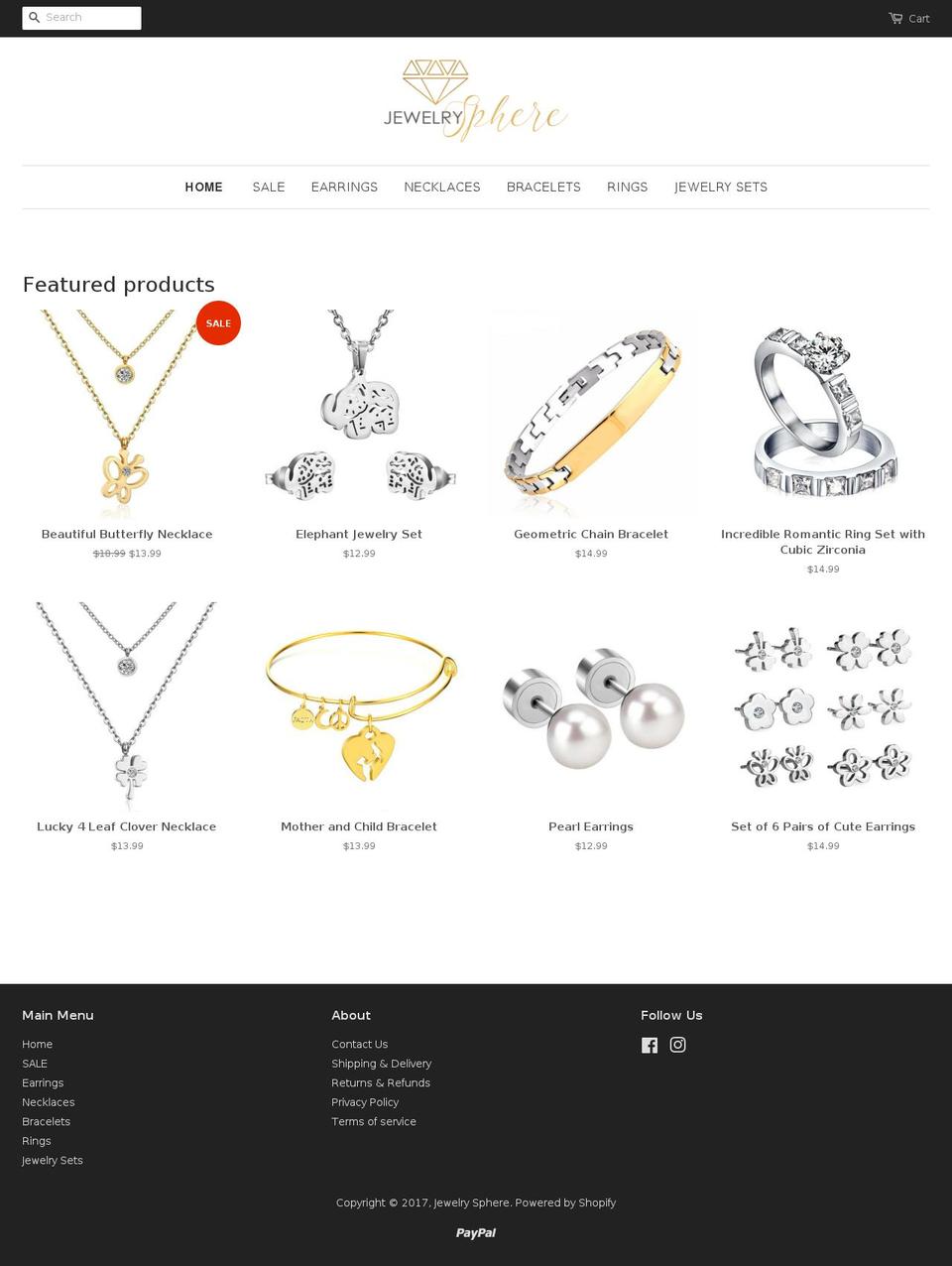 jewelrysphere.com shopify website screenshot