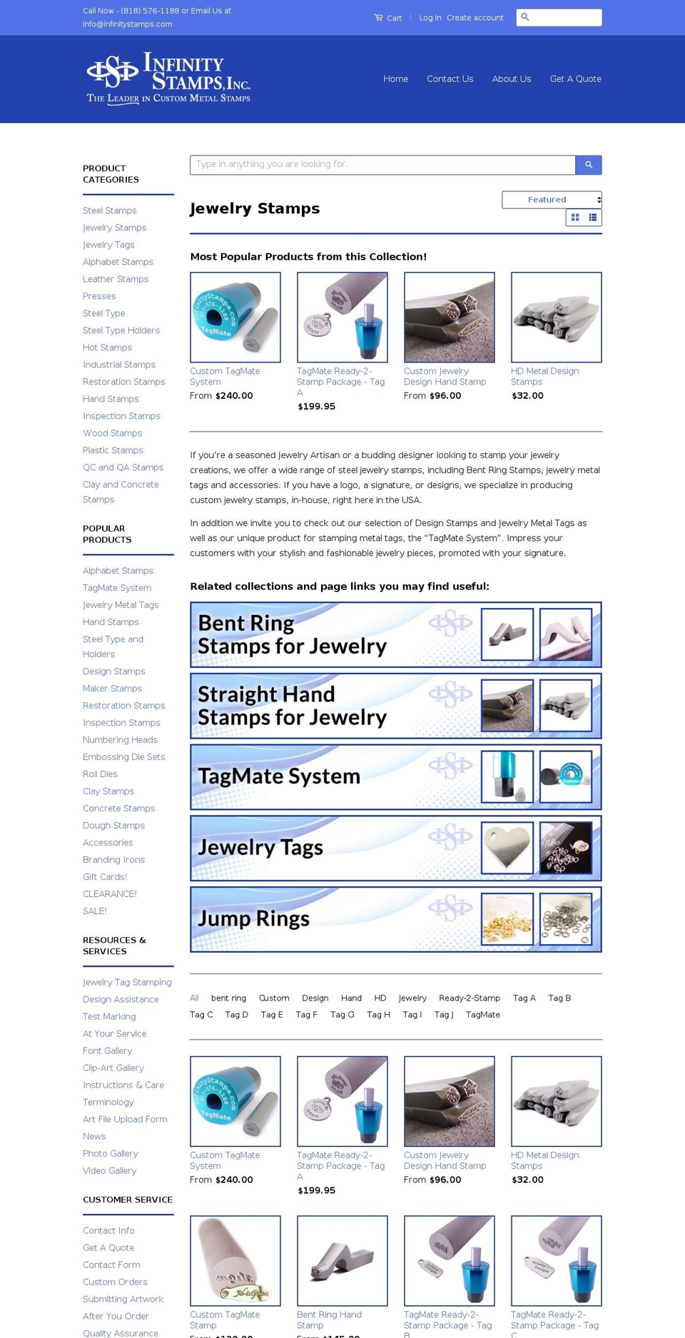 jewelrystamps.com shopify website screenshot