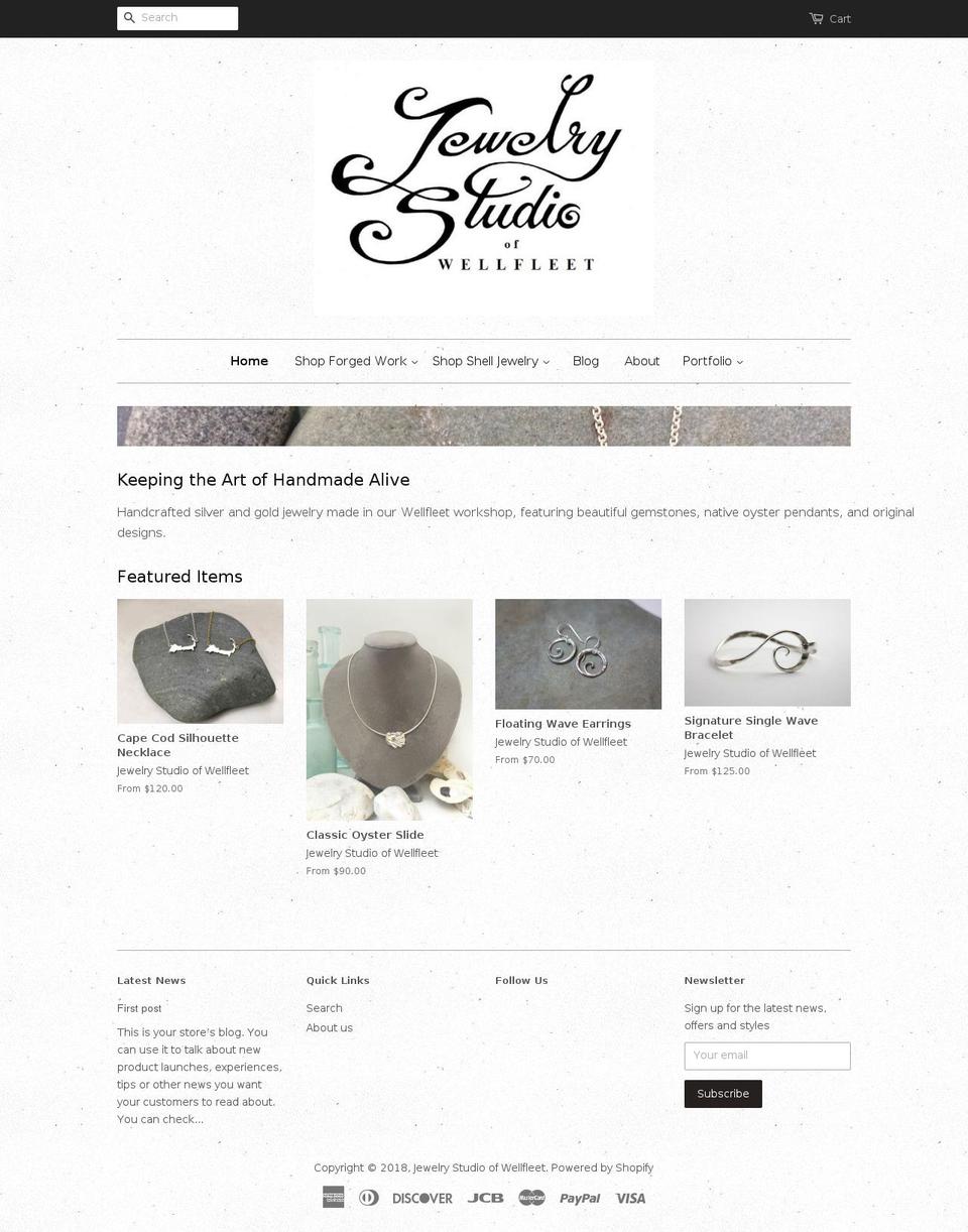 jewelrystudioofwellfleet.com shopify website screenshot