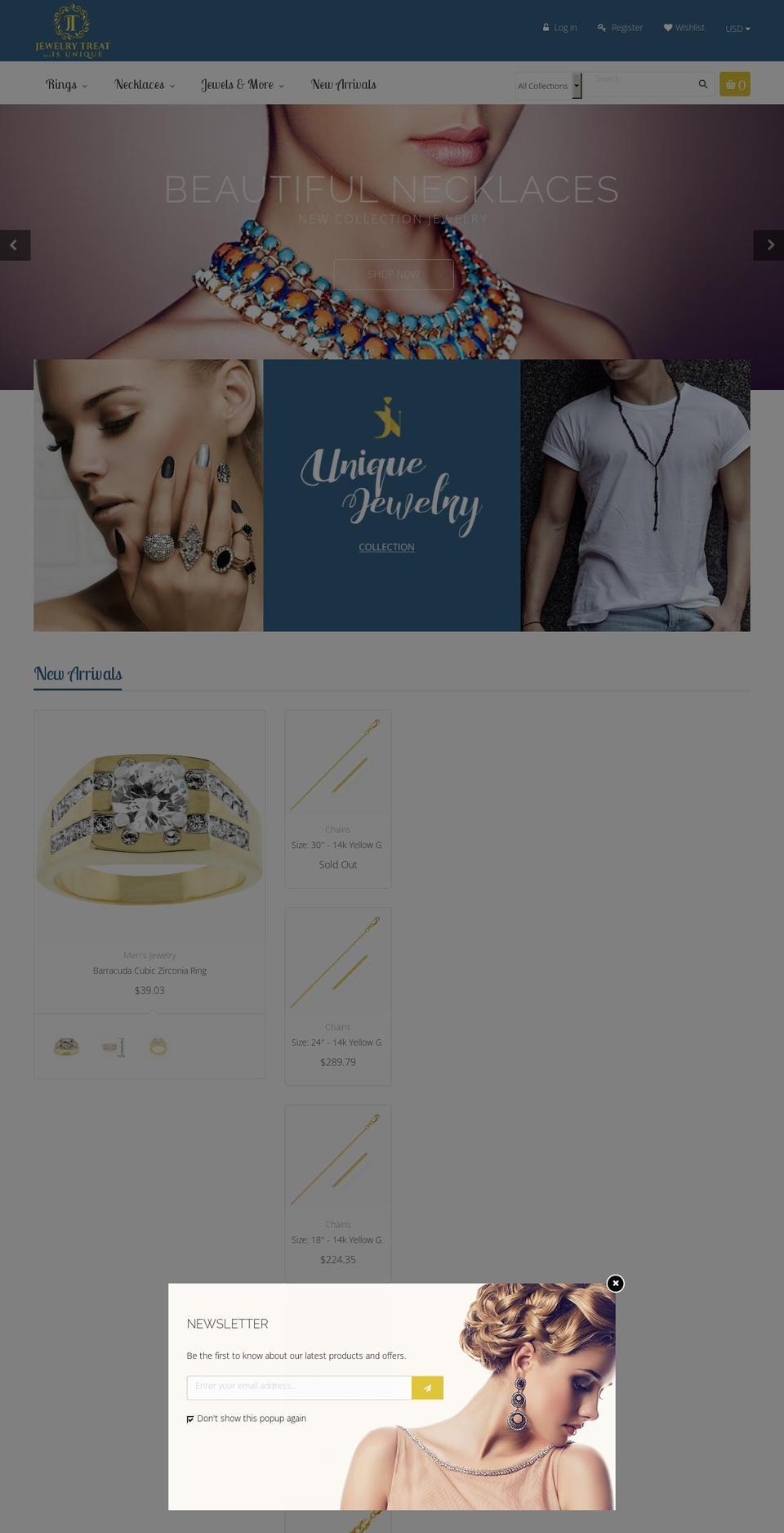 jewelrytreat.com shopify website screenshot