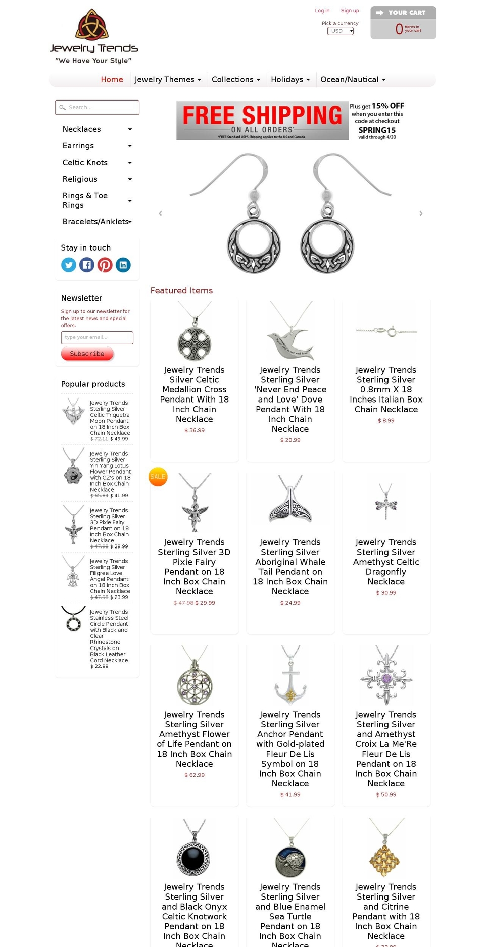 Sunrise Shopify theme site example jewelrytrends.com