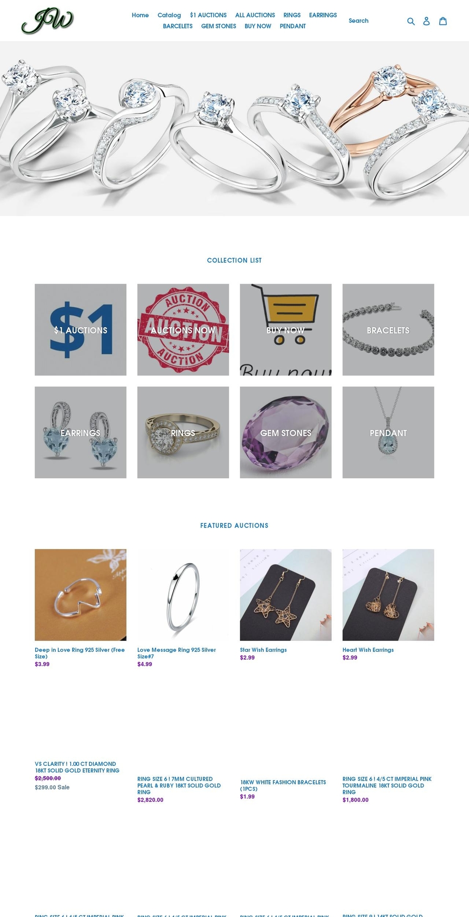 jewelrywings.com shopify website screenshot