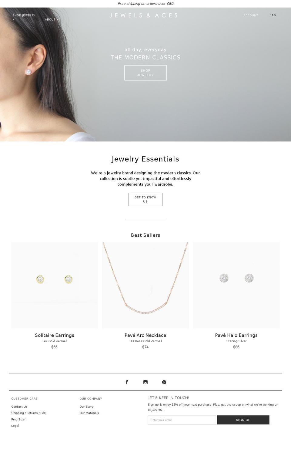 jewelsandaces.com shopify website screenshot