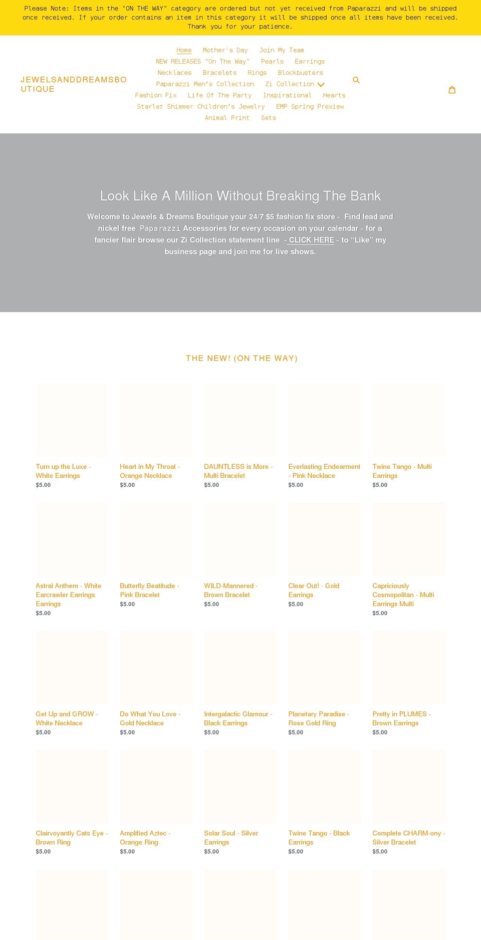 jewelsanddreamsboutique.com shopify website screenshot