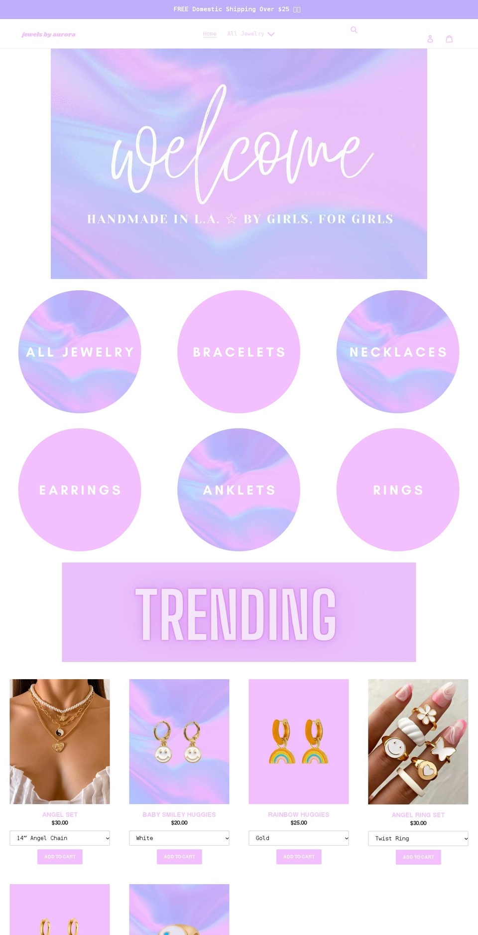 jewelsbyaurora.com shopify website screenshot