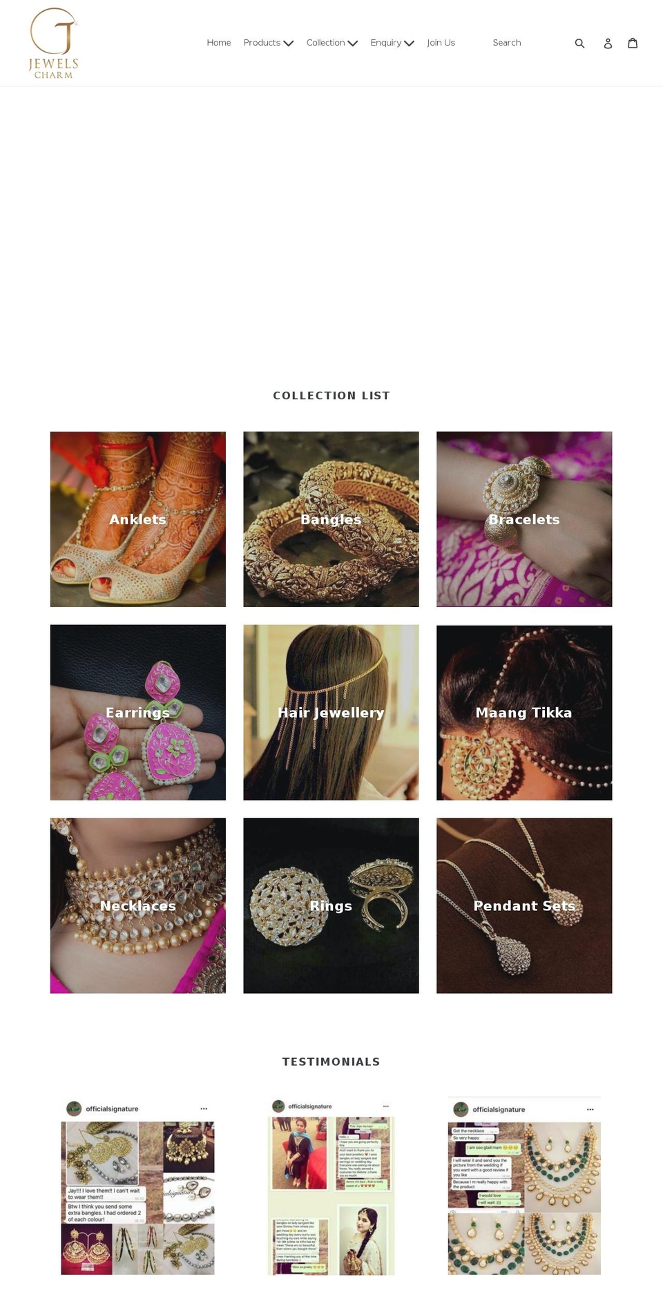 jewelscharm.com shopify website screenshot