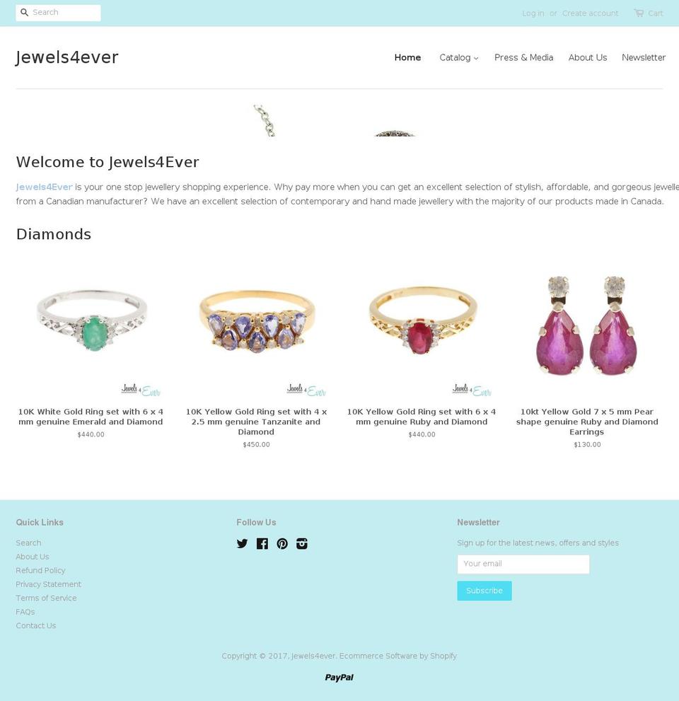 jewelsforever.ca shopify website screenshot