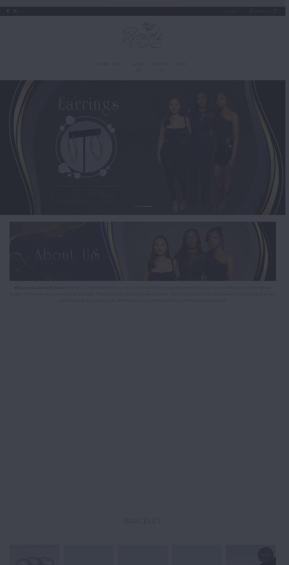 jewelzbydrea.com shopify website screenshot