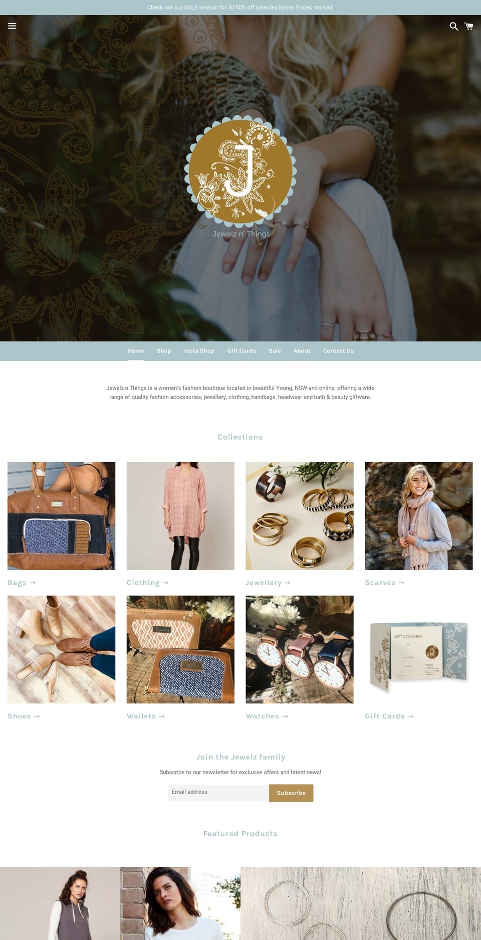 jewelznthings.com.au shopify website screenshot