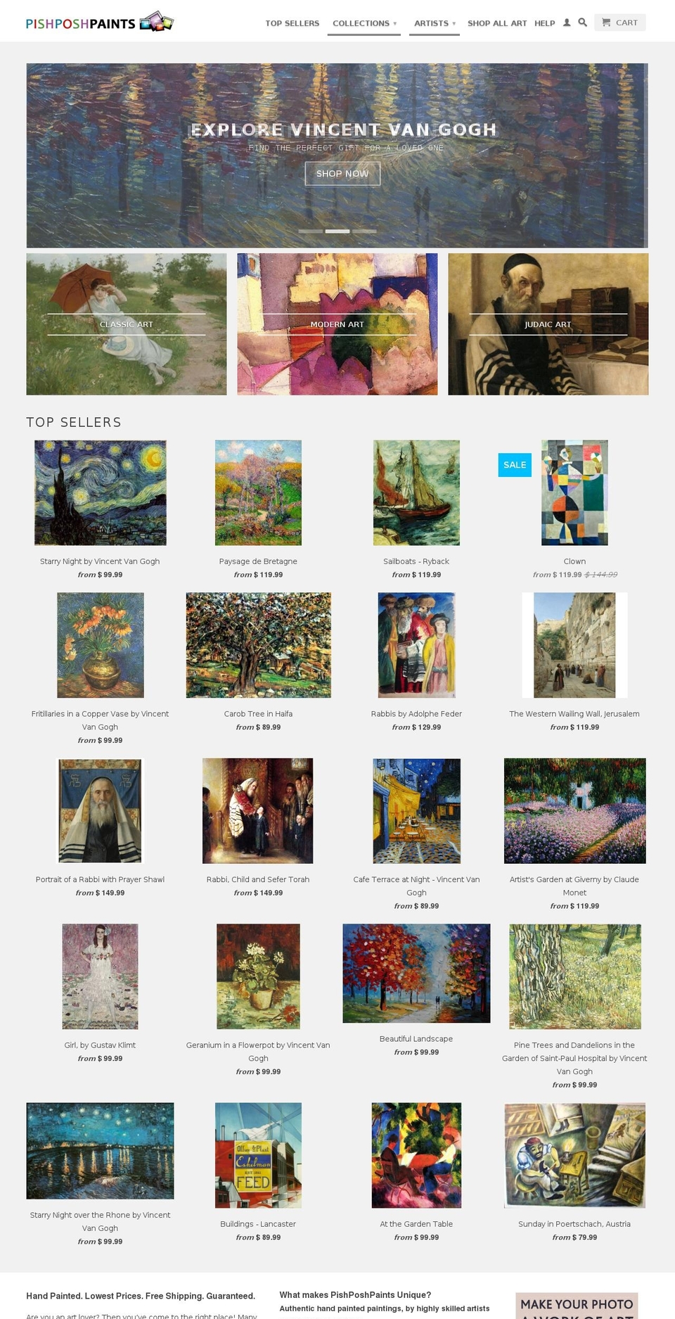 jewishpaintings.net shopify website screenshot