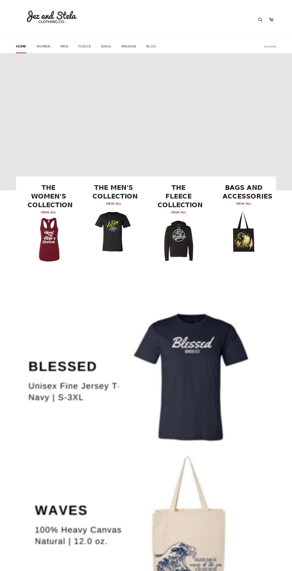 jezandstela.com — Shopify storefront screenshot