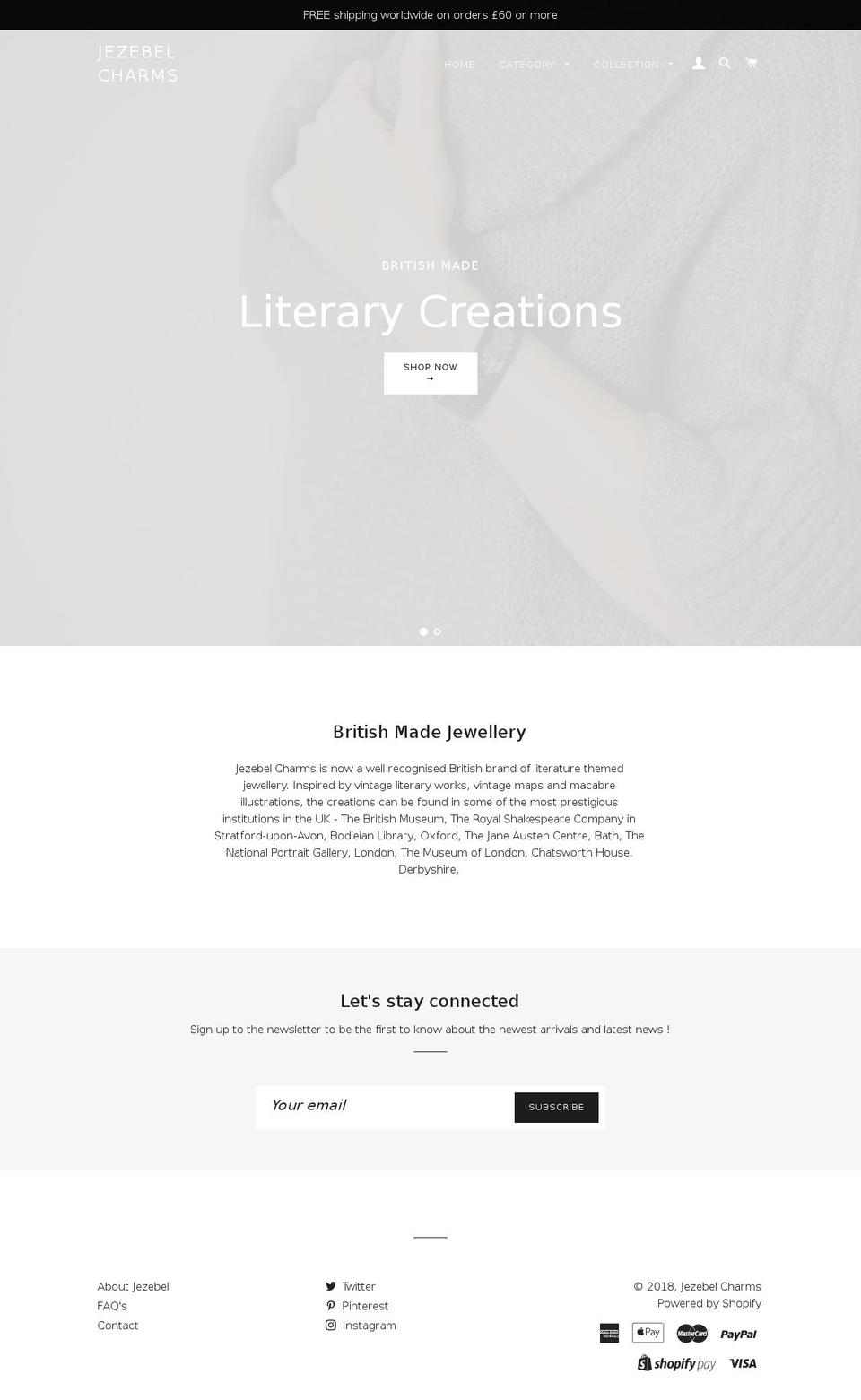 jezebelcharms.com shopify website screenshot