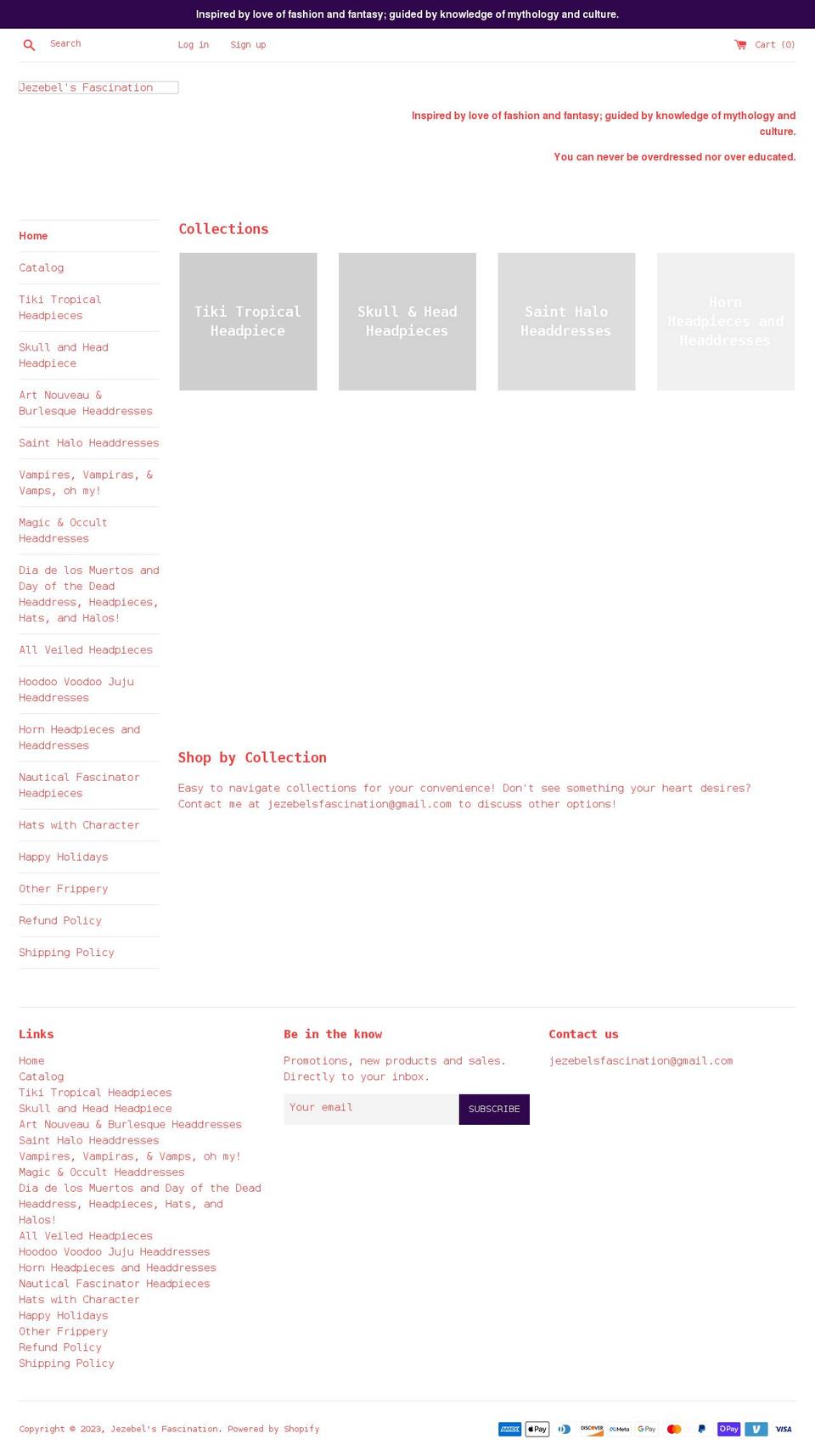 jezebelsfascination.com shopify website screenshot