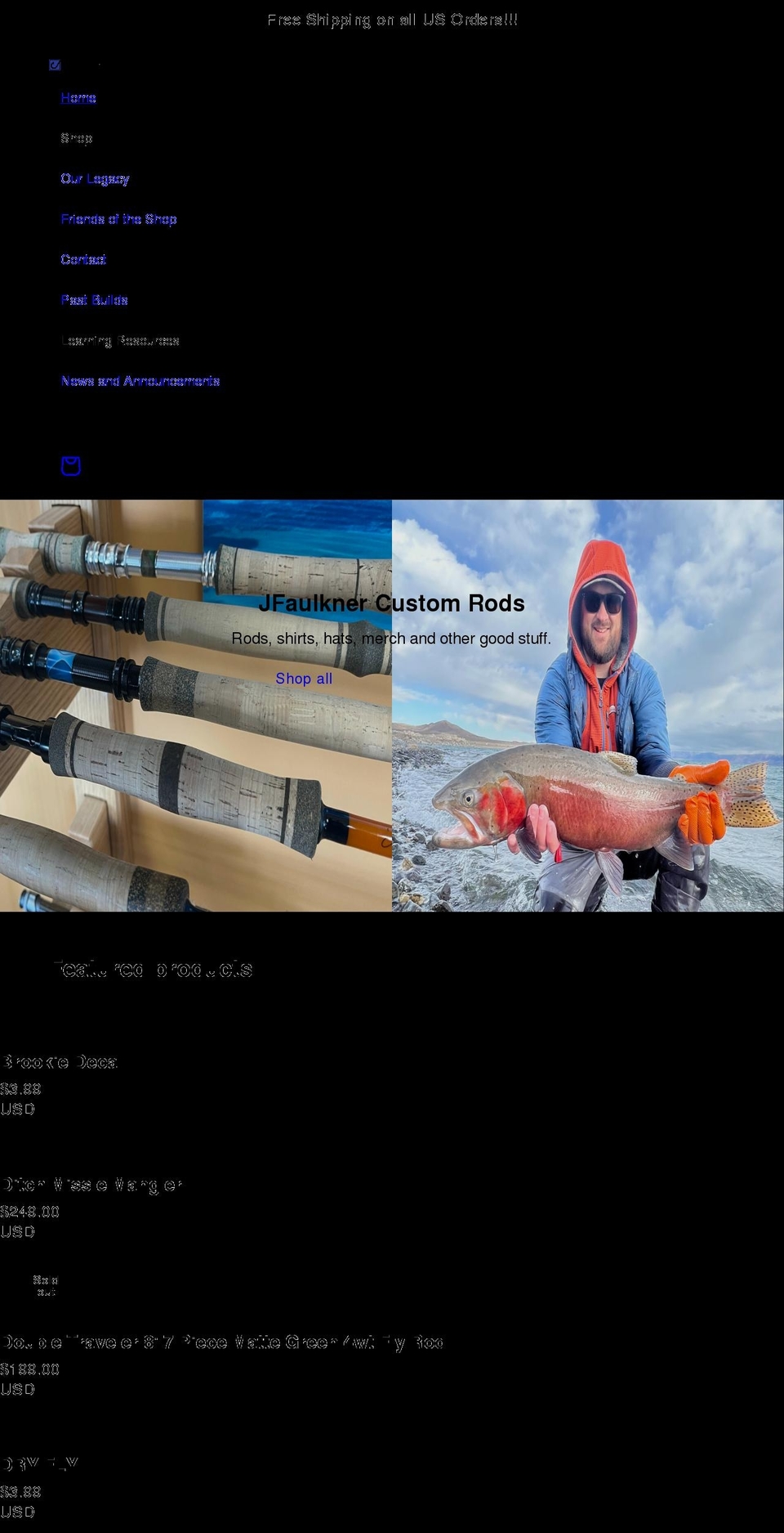 jfaulknercustomrods.com shopify website screenshot