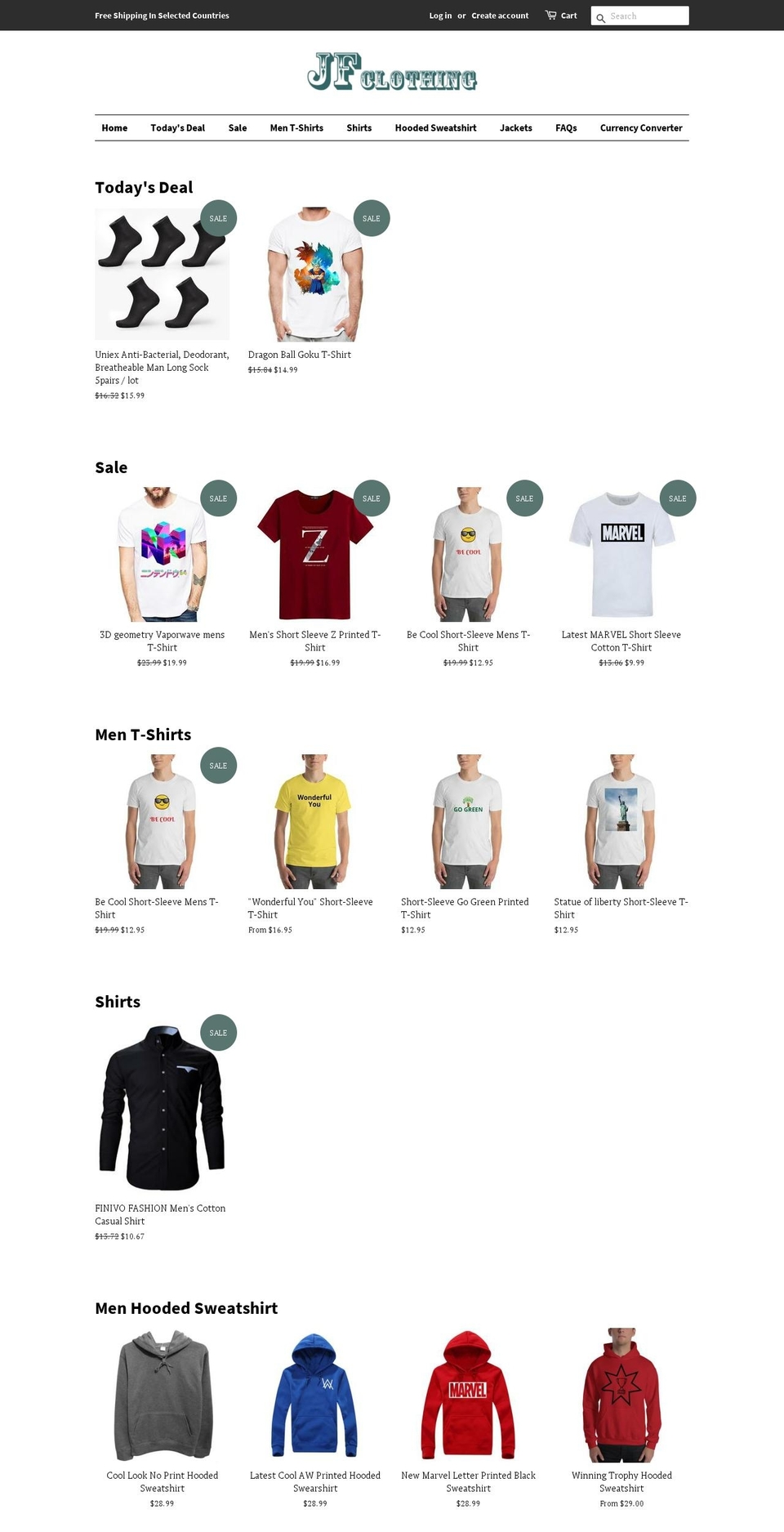 jfclothing.com — Shopify storefront screenshot