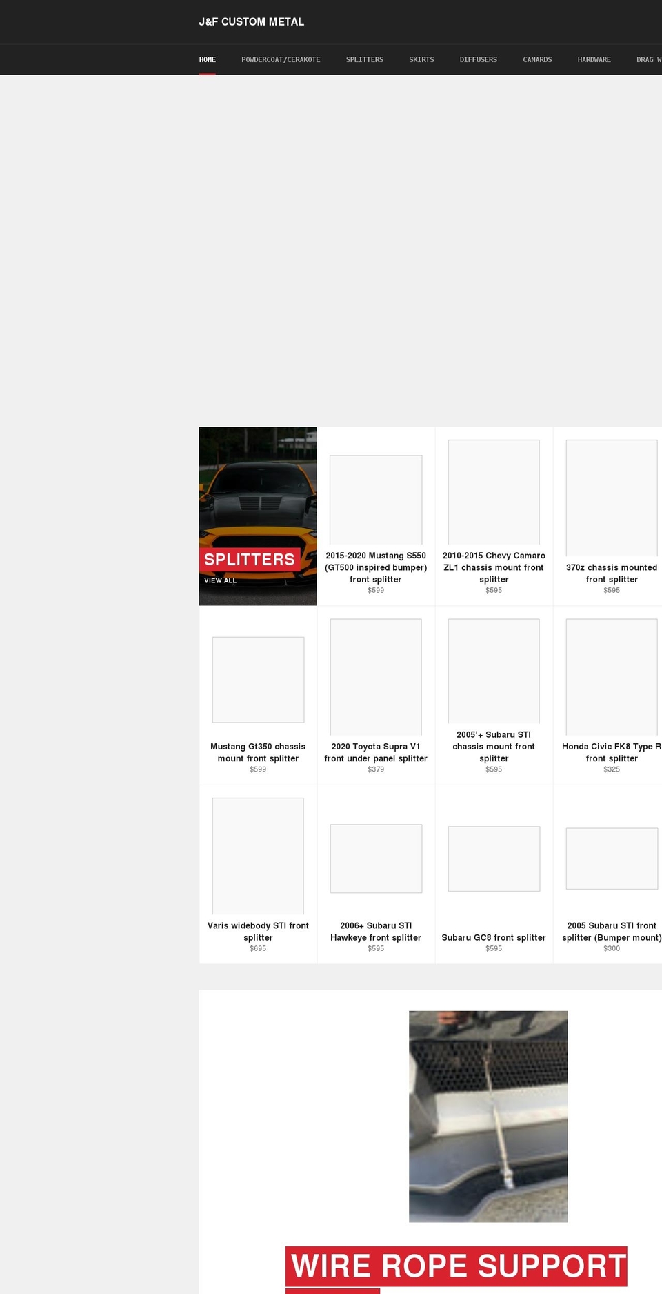 jfcmetal.com shopify website screenshot