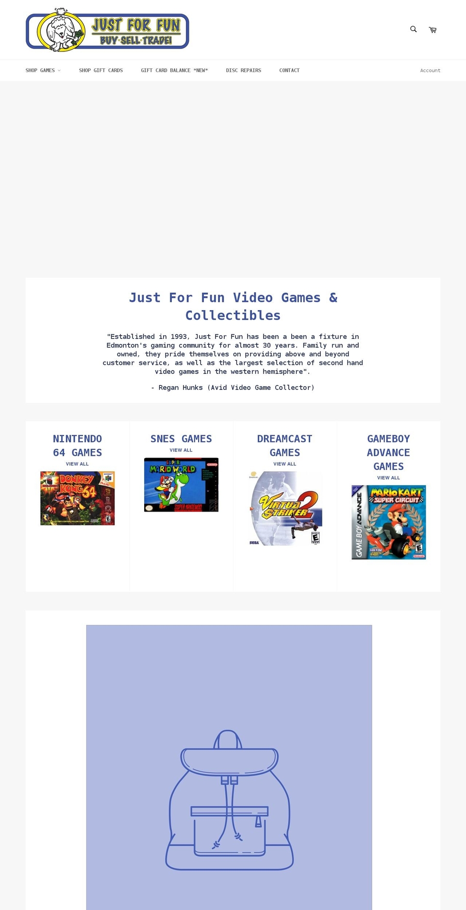 jffvideogames.com shopify website screenshot