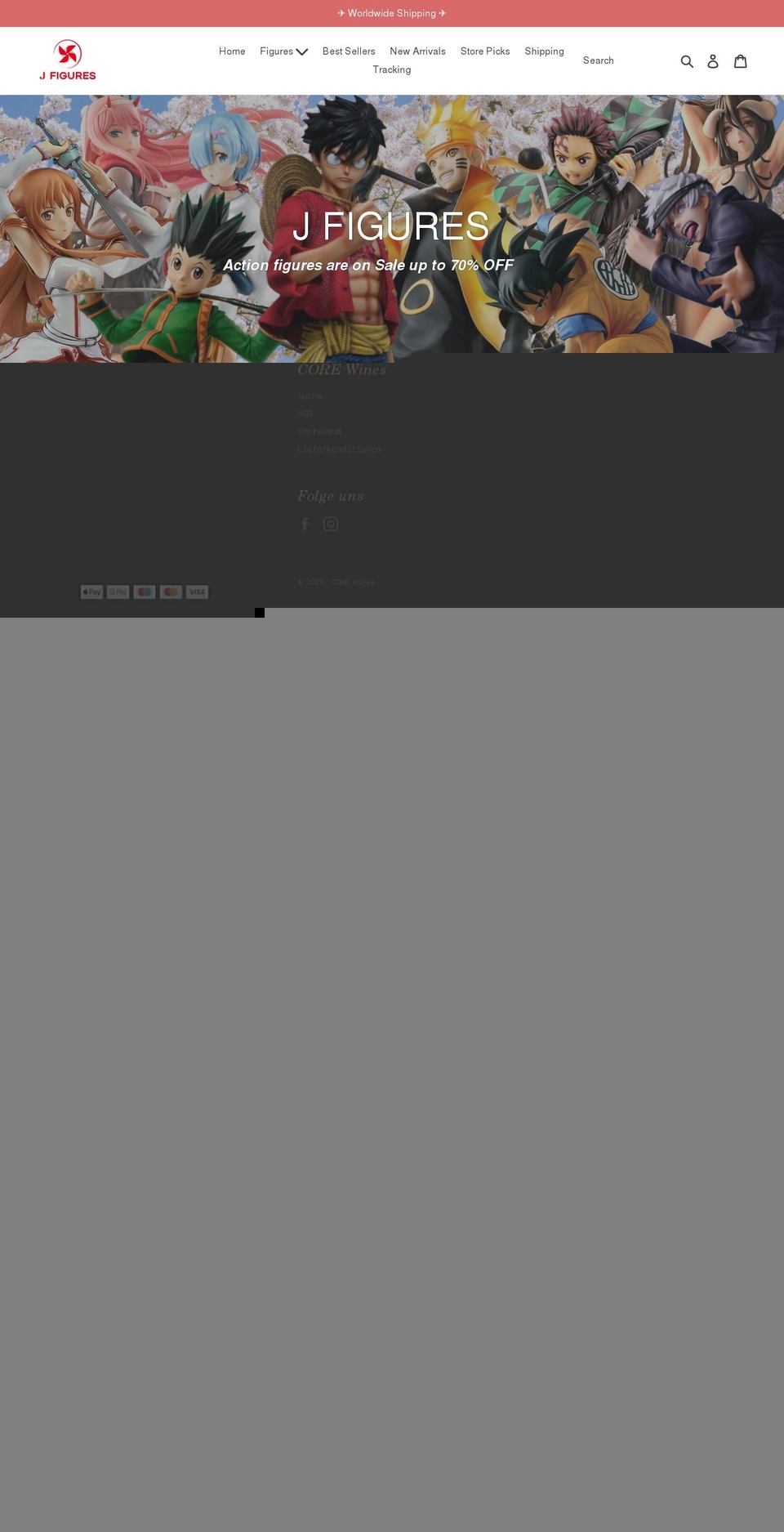 jfigures.com shopify website screenshot